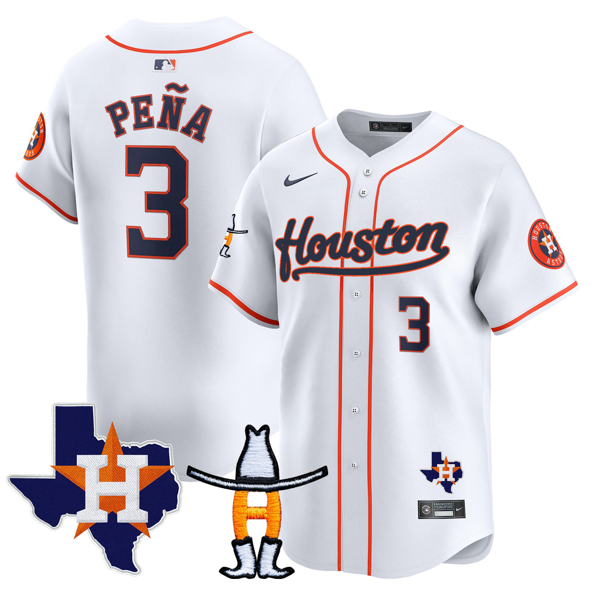 Jeremy Pena Men's Houston Astros Houston Rodeo Patch Vapor Premier Limited Home Jersey - All Stitched