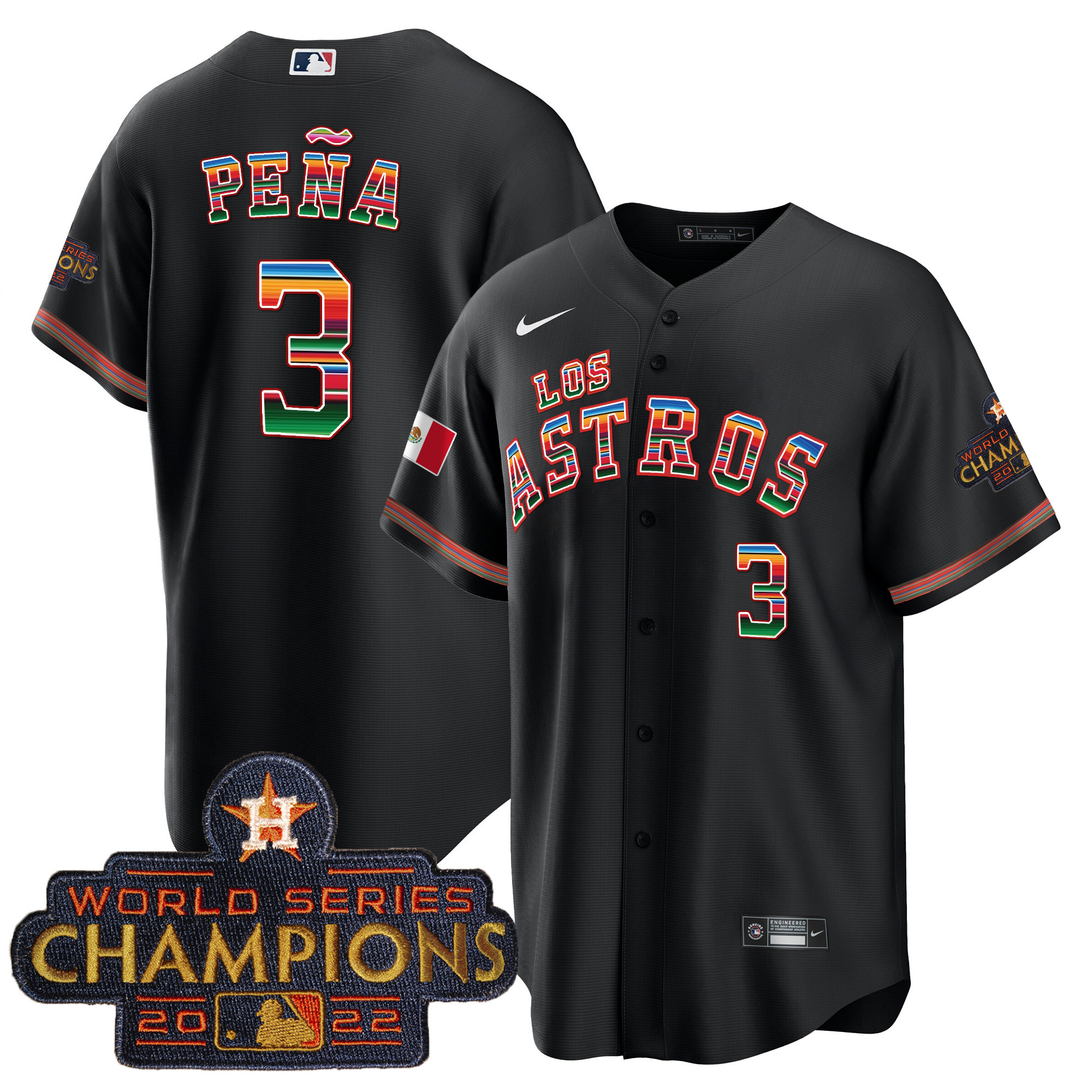 Jeremy Pena Men's Houston Astros Los Houston Astros Mexico Black Jersey - All Stitched