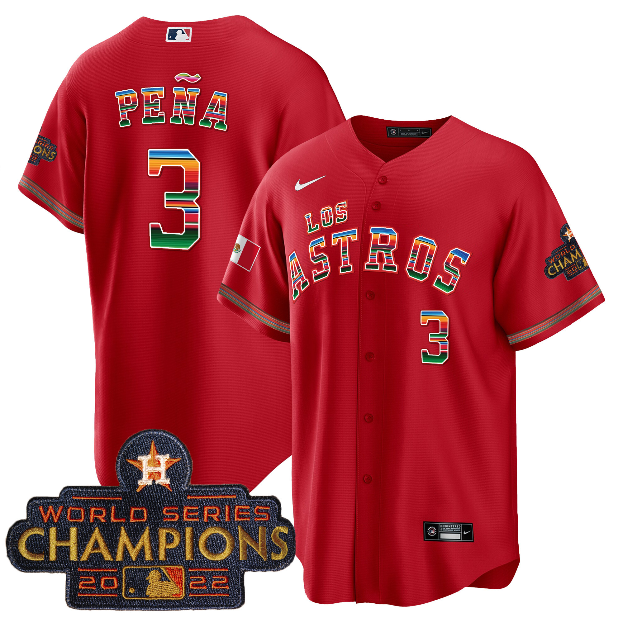 Jeremy Pena Men's Houston Astros Los Houston Astros Mexico Red Jersey - All Stitched