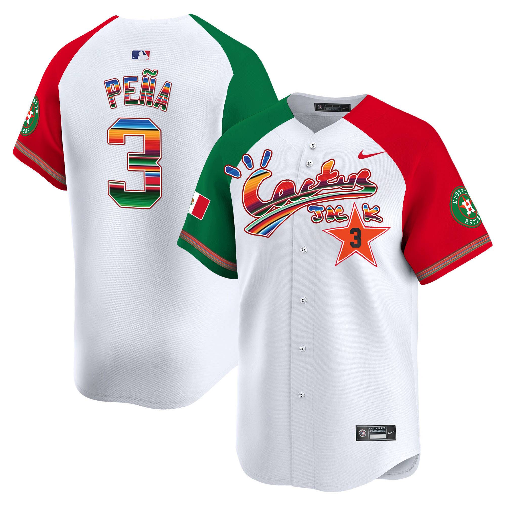 Jeremy Pena Men's Houston Astros Mexico Cactus Jack Vapor Premier Limited Alternate Jersey - All Stitched