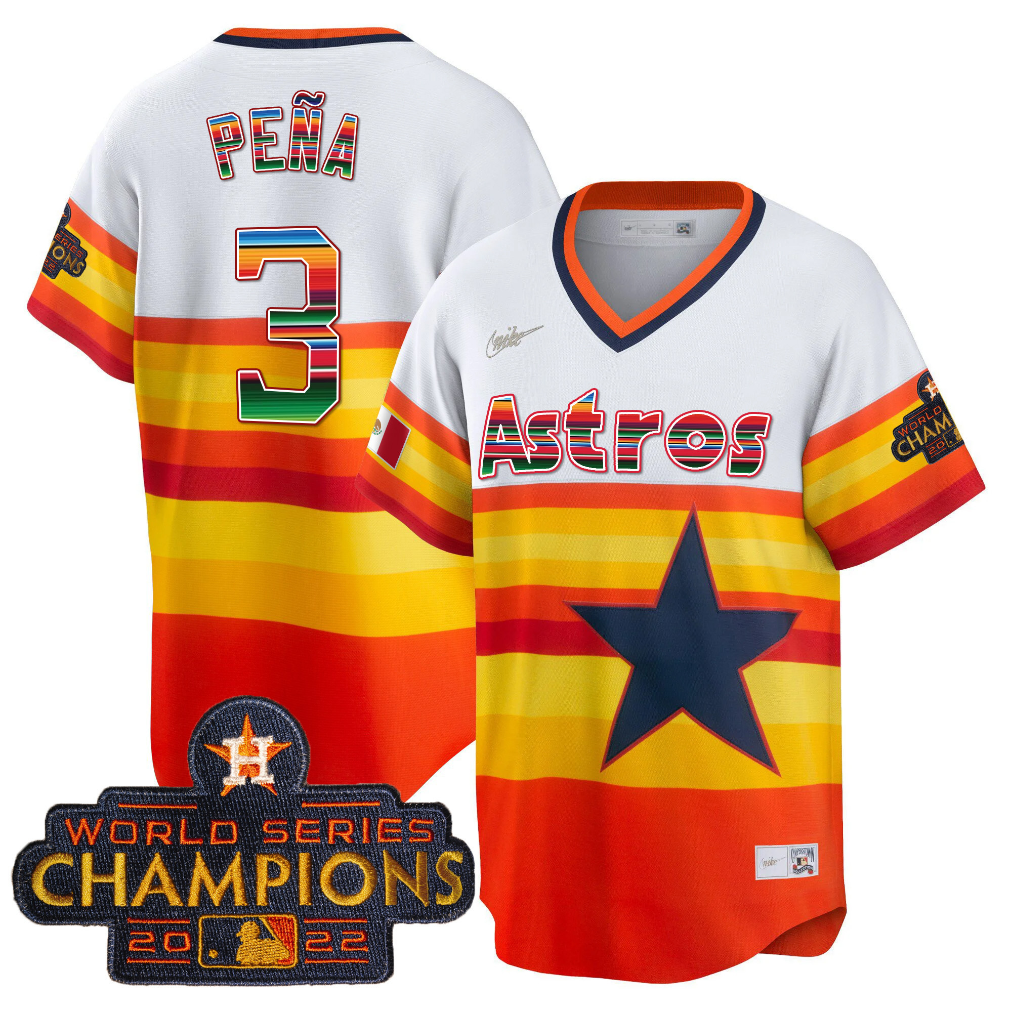 Jeremy Pena Men's Houston Astros Mexico Cool Base Limited V2 1980'S Throwback Jersey - All Stitched