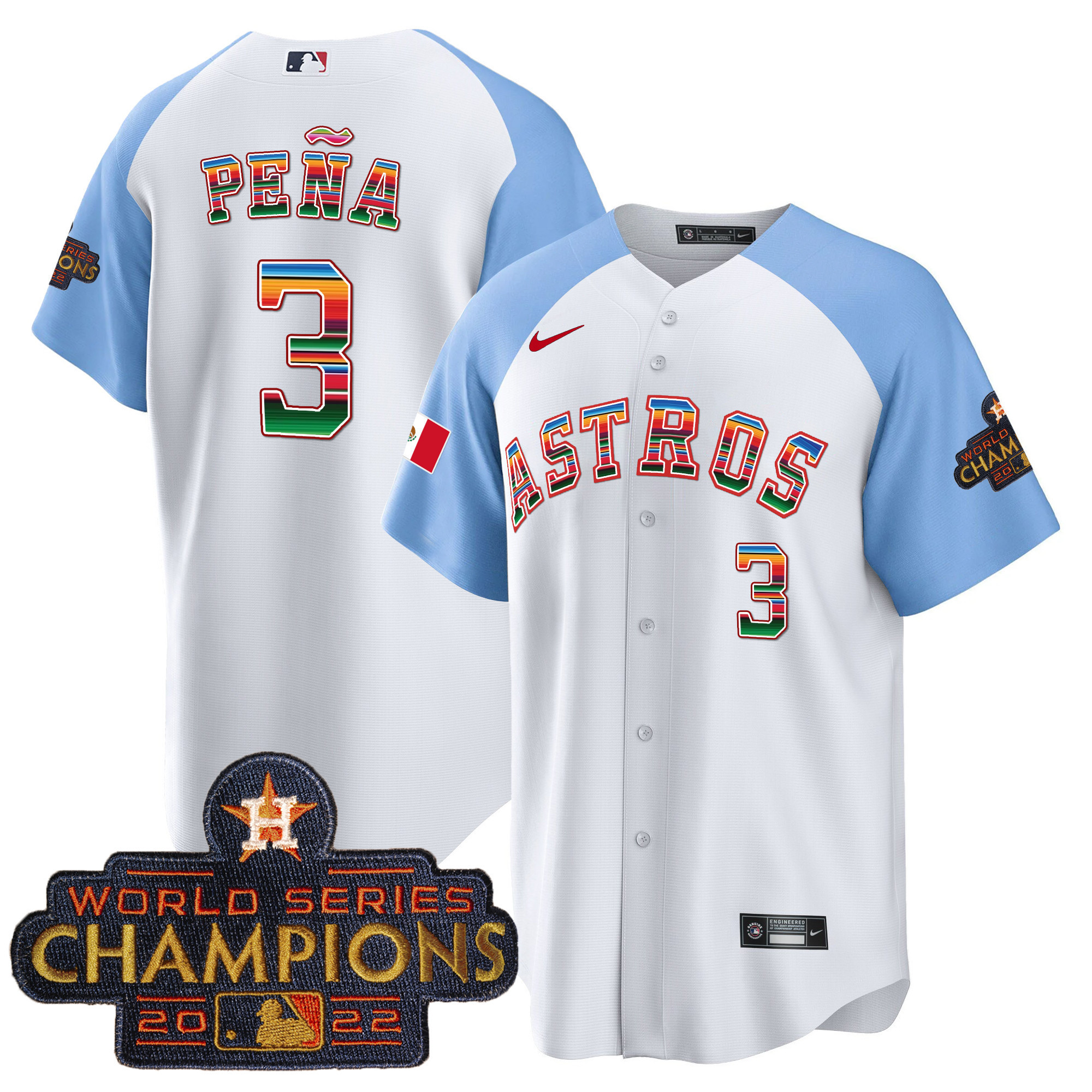 Jeremy Pena Men's Houston Astros Mexico Cool Base Limited V2 Blue Alternate Jersey - All Stitched