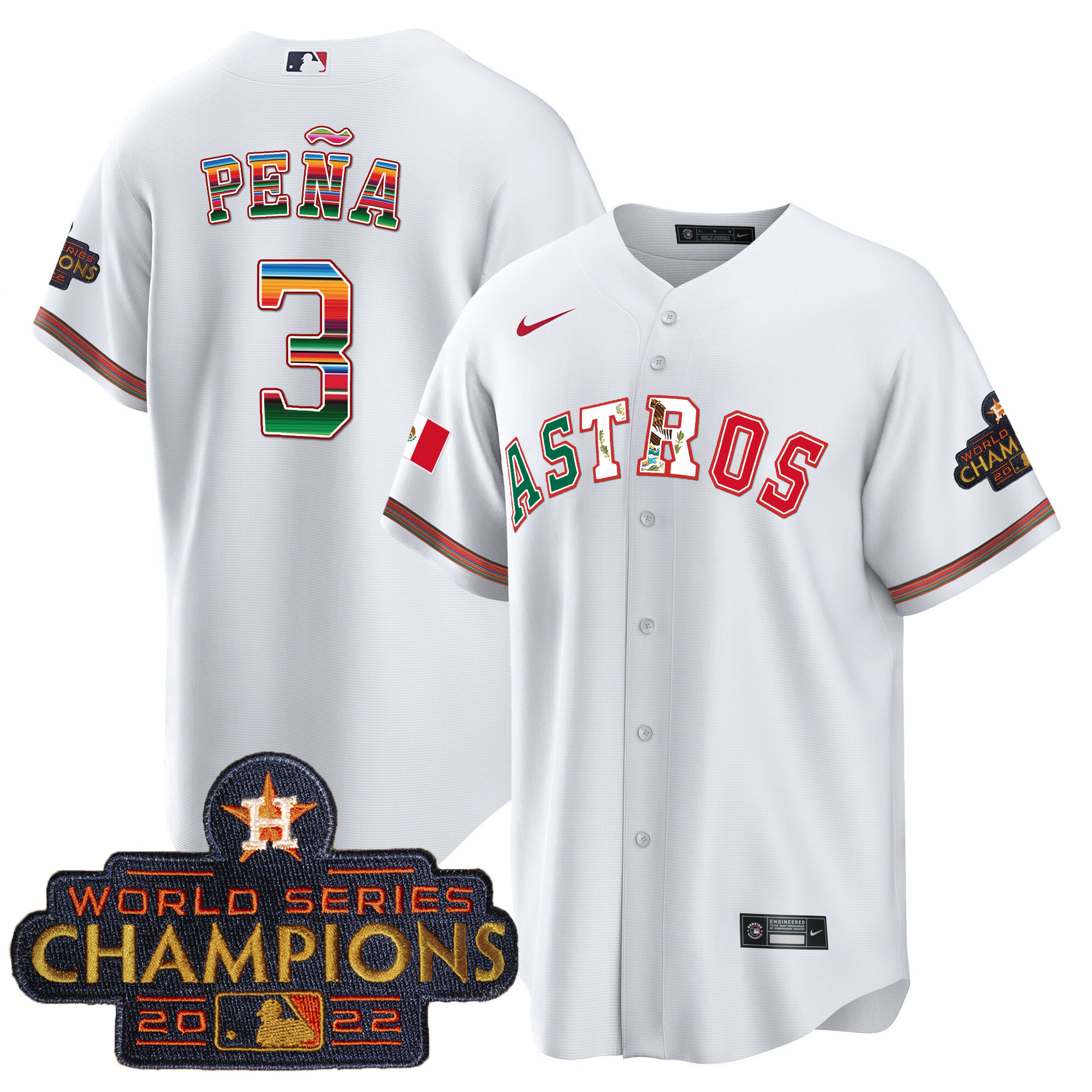 Jeremy Pena Men's Houston Astros Mexico Cool Base Limited V3 White Jersey - All Stitched