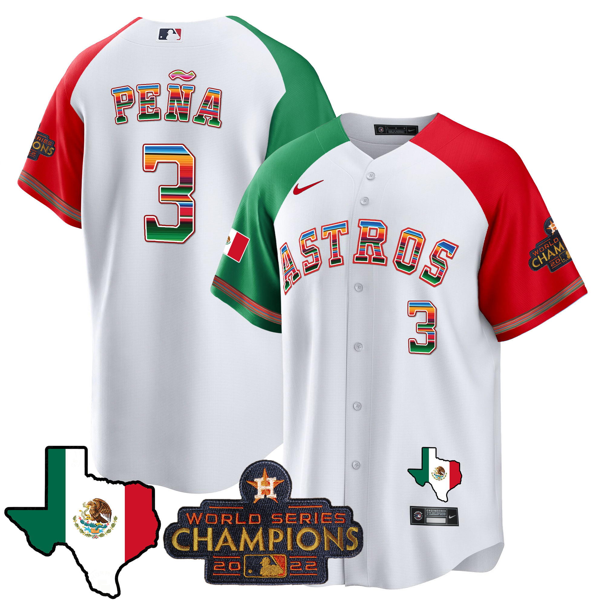 Jeremy Pena Men's Houston Astros Mexico Texas Map Cool Base Alternate Jersey - All Stitched
