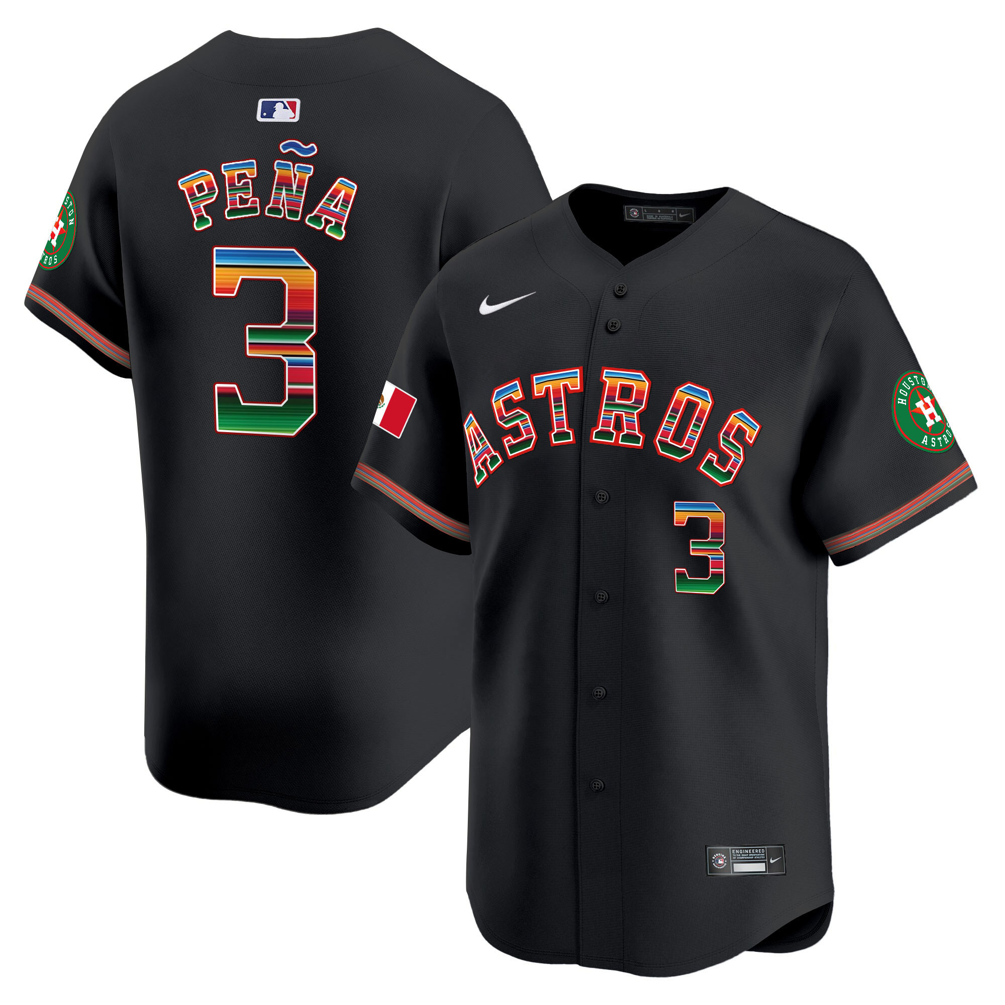 Jeremy Pena Men's Houston Astros Mexico Vapor Premier Limited Black Jersey - All Stitched