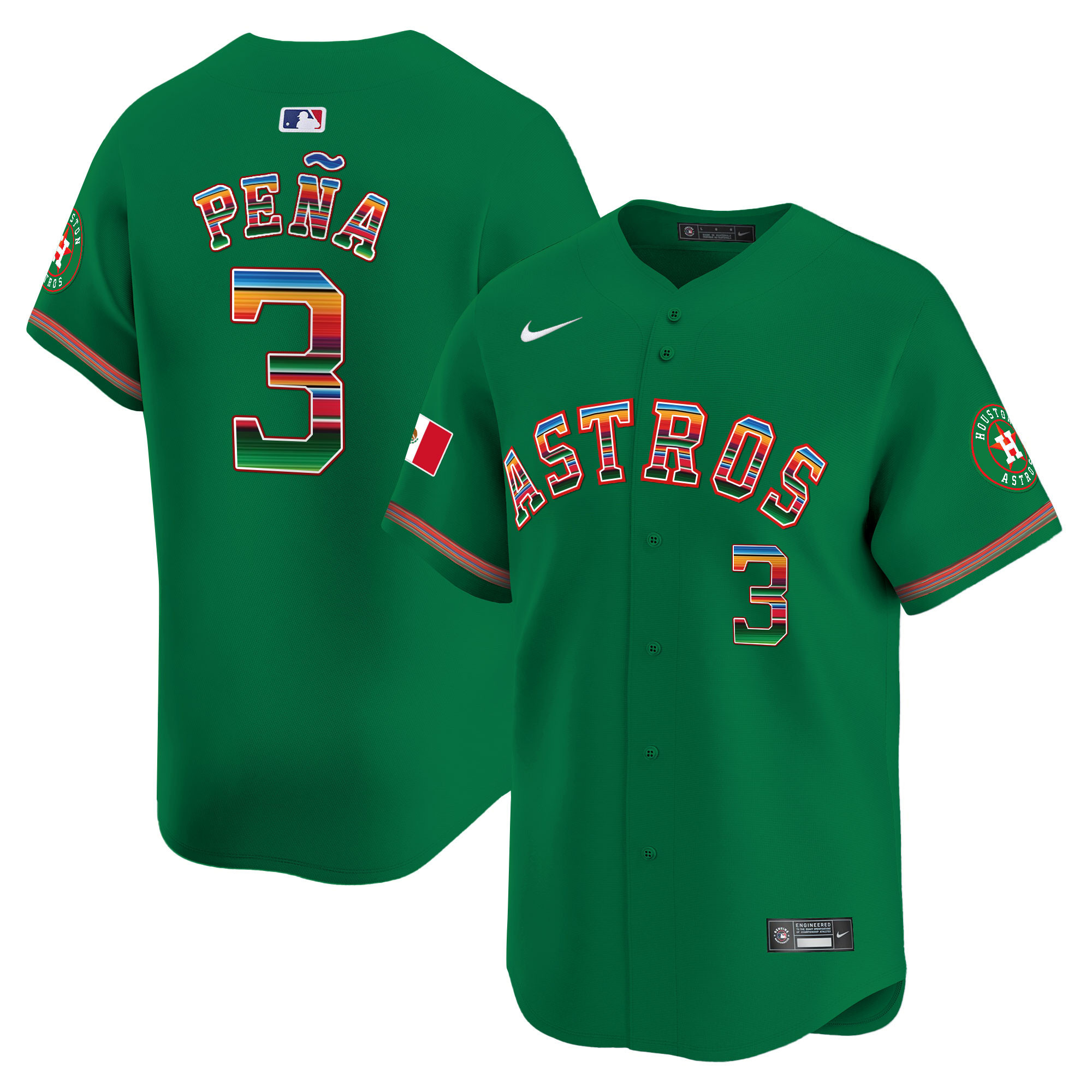 Jeremy Pena Men's Houston Astros Mexico Vapor Premier Limited Green Jersey - All Stitched