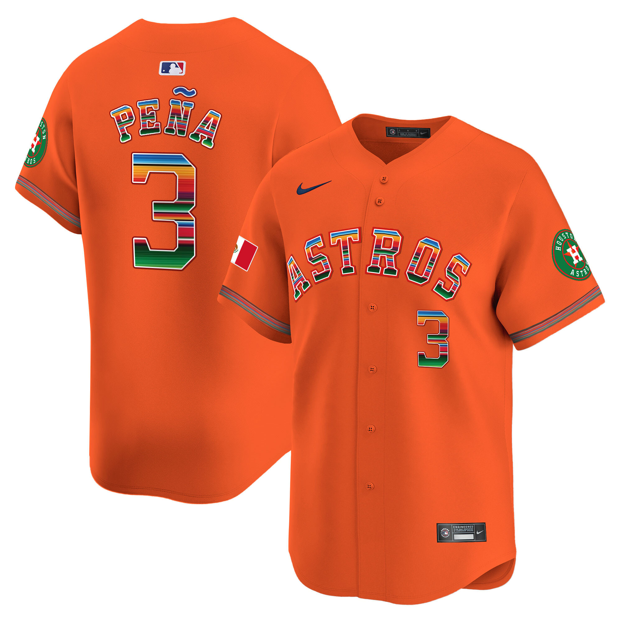 Jeremy Pena Men's Houston Astros Mexico Vapor Premier Limited Orange Jersey - All Stitched