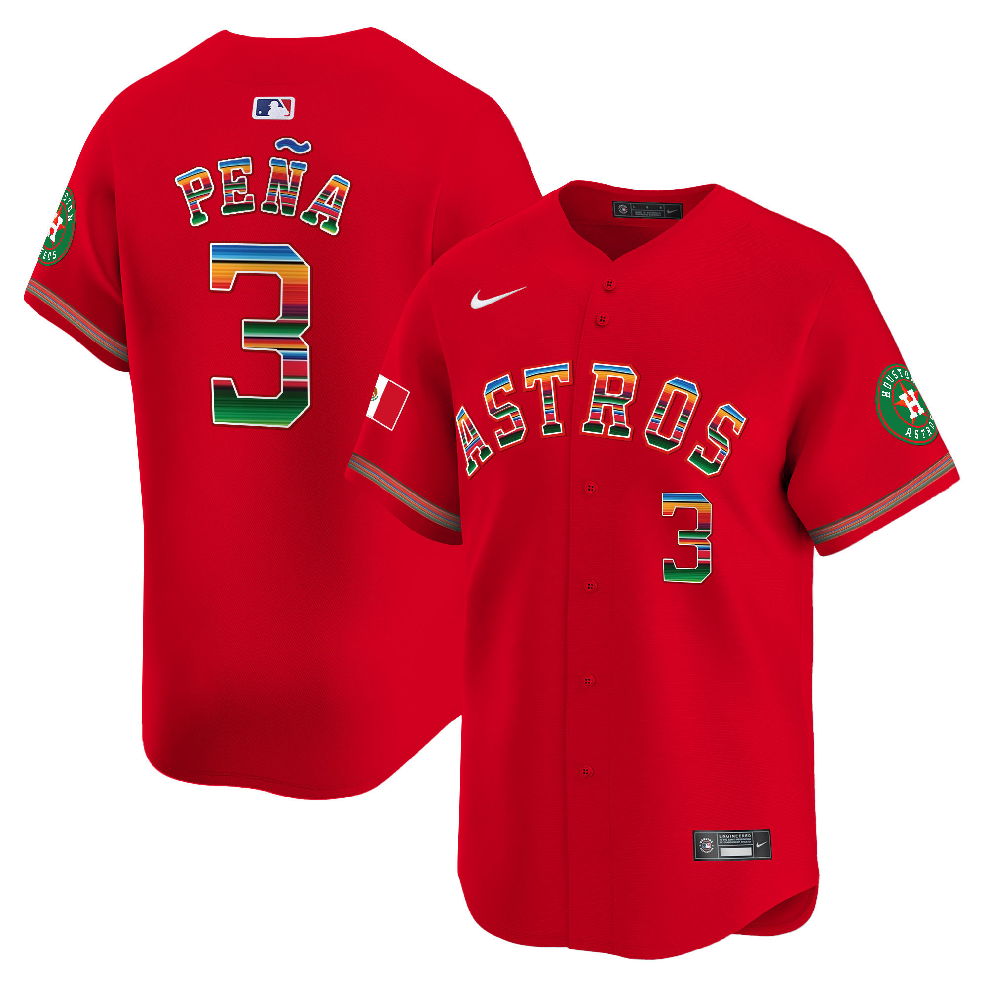 Jeremy Pena Men's Houston Astros Mexico Vapor Premier Limited Red Jersey - All Stitched