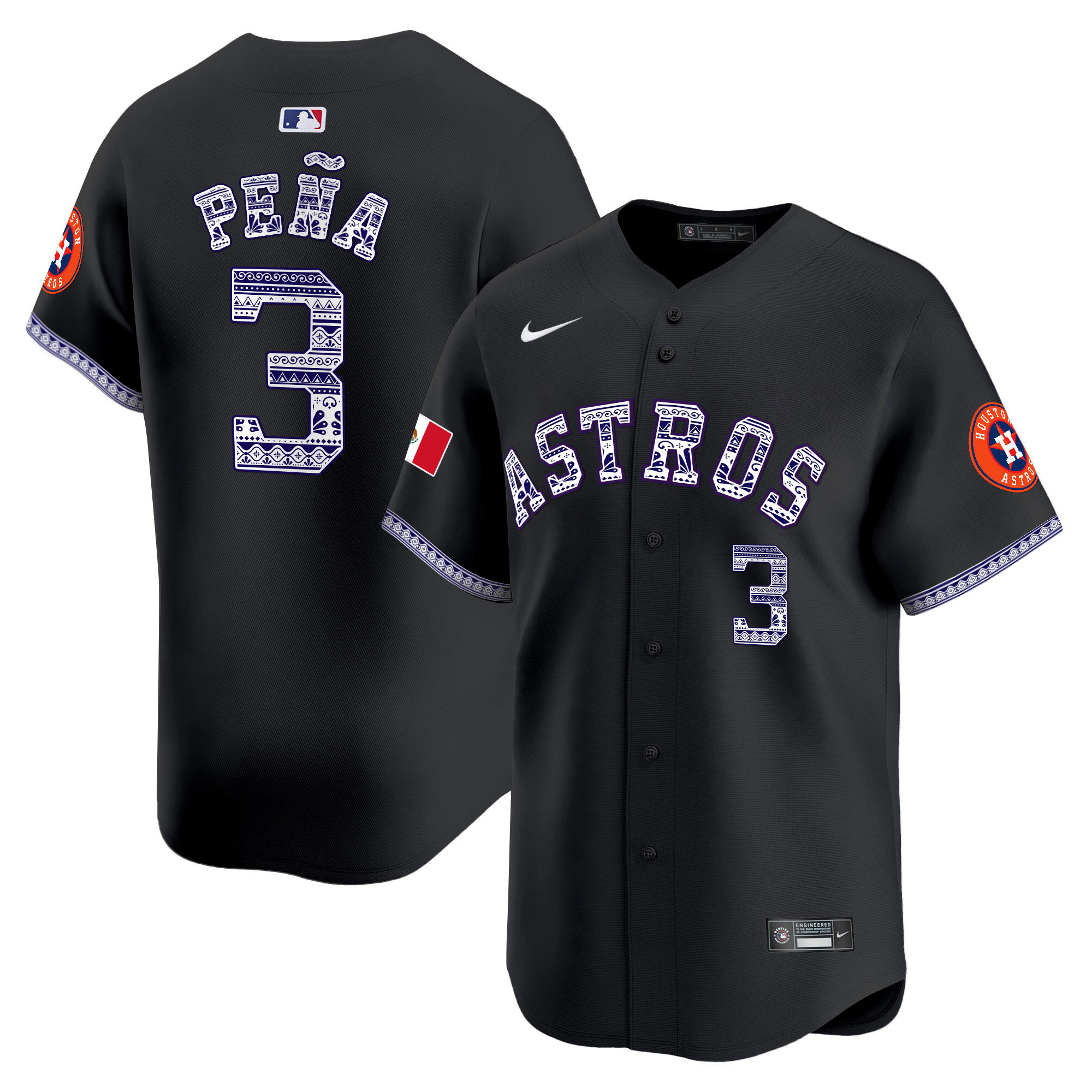 Jeremy Pena Men's Houston Astros Mexico Vapor Premier Limited V2 Black Jersey - All Stitched
