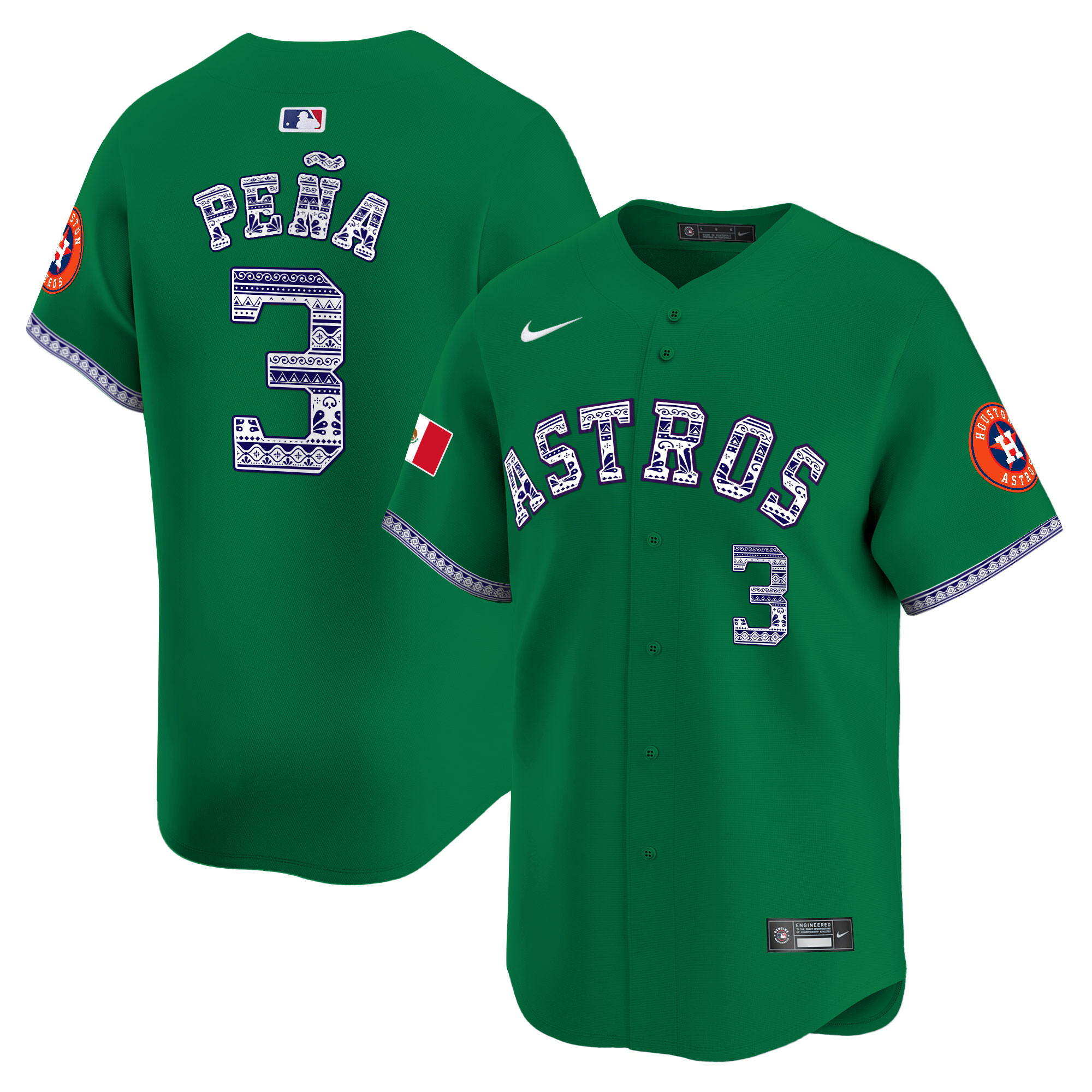 Jeremy Pena Men's Houston Astros Mexico Vapor Premier Limited V2 Green Jersey - All Stitched