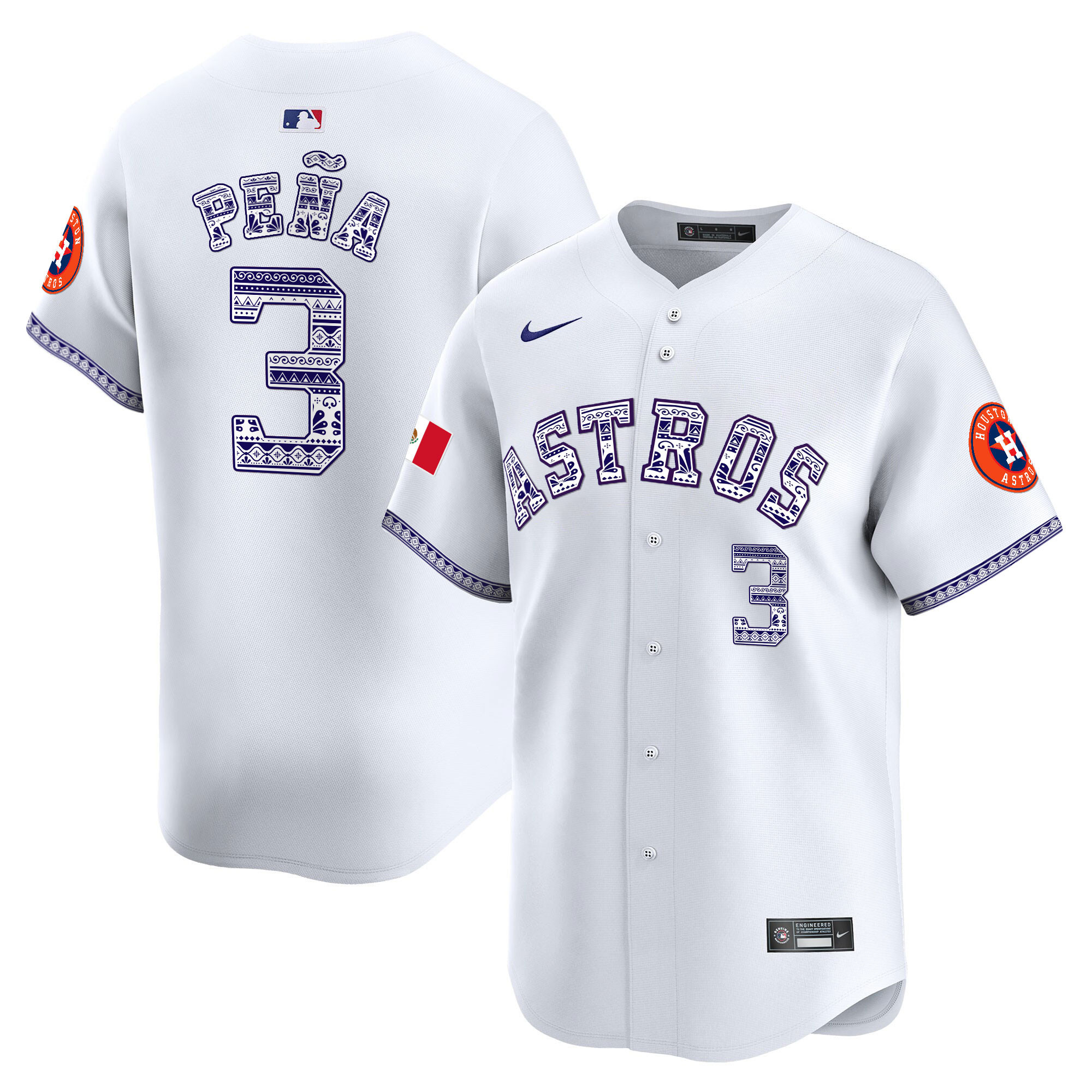 Jeremy Pena Men's Houston Astros Mexico Vapor Premier Limited V2 White Jersey - All Stitched