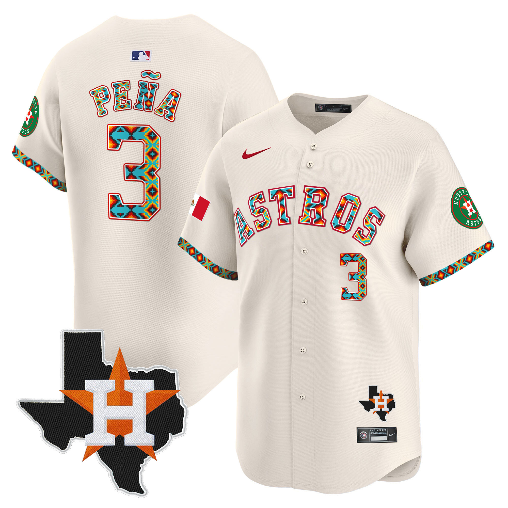 Jeremy Pena Men's Houston Astros Mexico Vapor Premier Limited V3 Cream Jersey - All Stitched