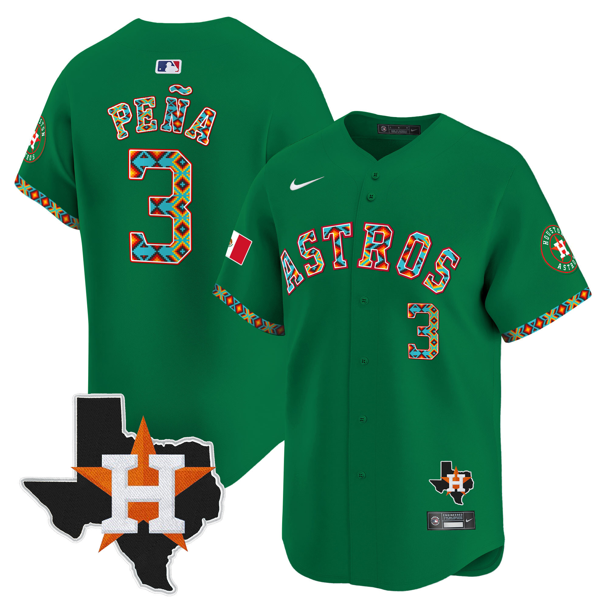 Jeremy Pena Men's Houston Astros Mexico Vapor Premier Limited V3 Green Jersey - All Stitched