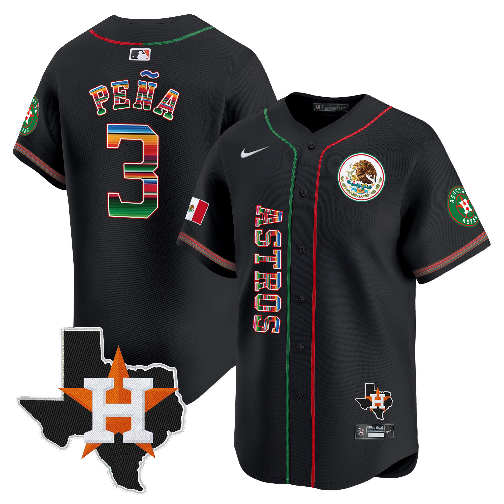 Jeremy Pena Men's Houston Astros Mexico Vapor Premier Limited V4 Black Jersey - All Stitched