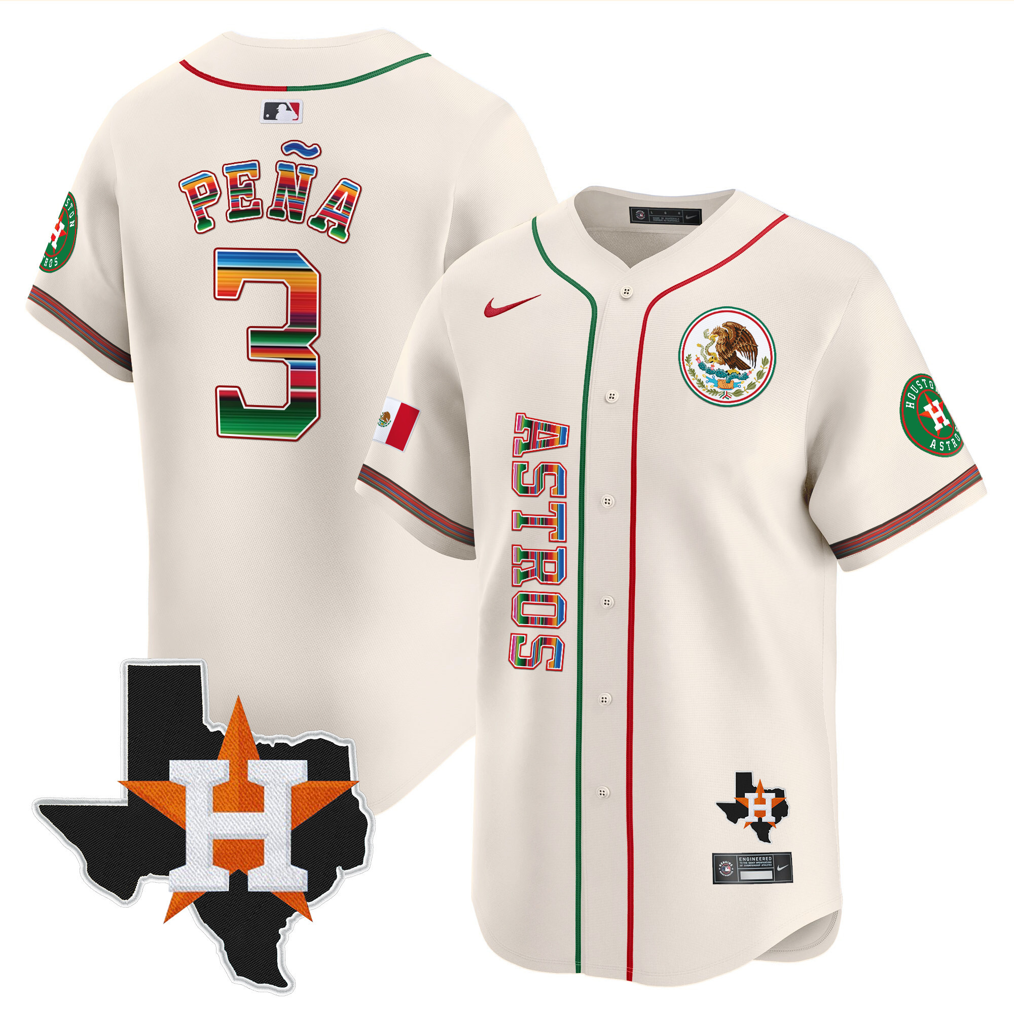 Jeremy Pena Men's Houston Astros Mexico Vapor Premier Limited V4 Cream Jersey - All Stitched