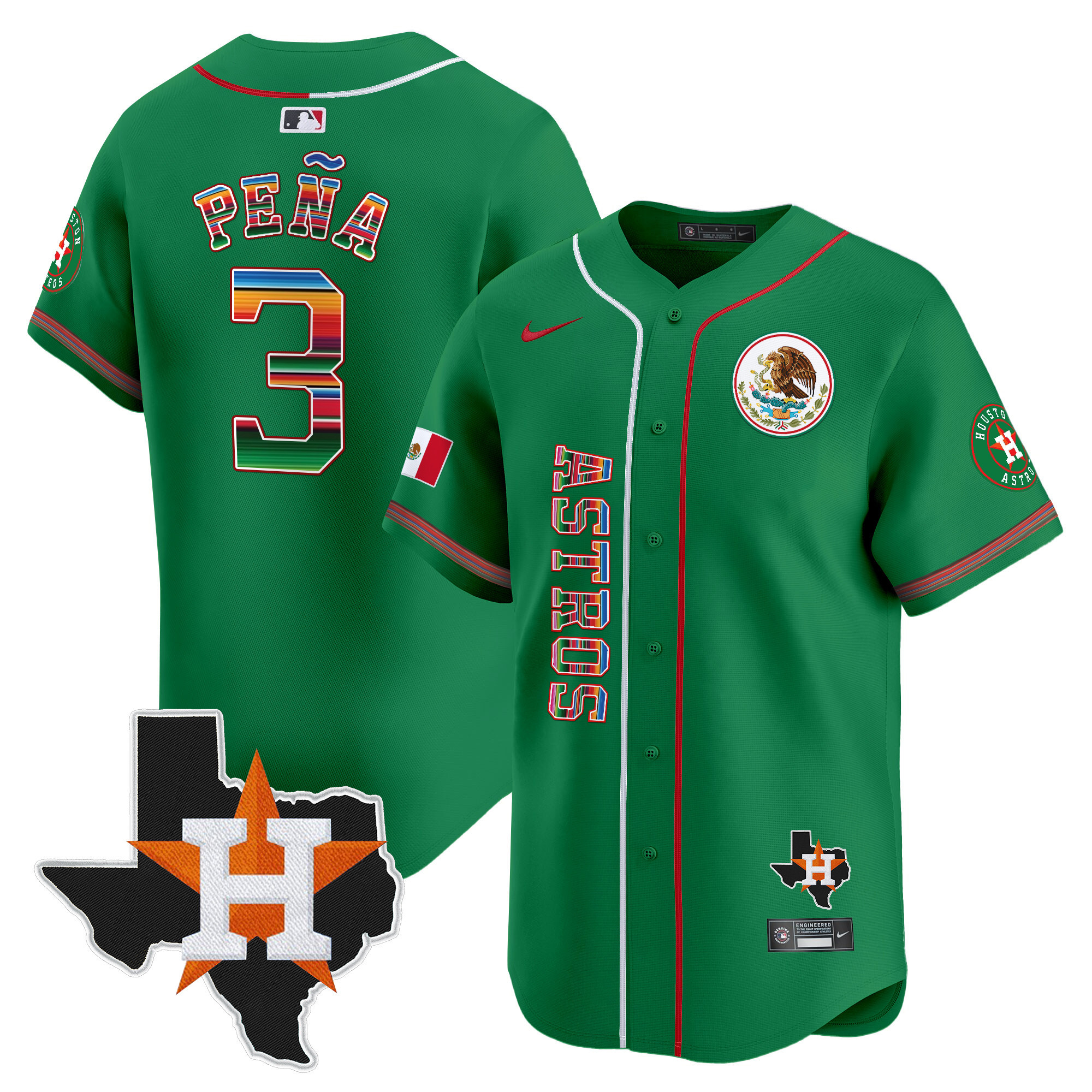 Jeremy Pena Men's Houston Astros Mexico Vapor Premier Limited V4 Green Jersey - All Stitched