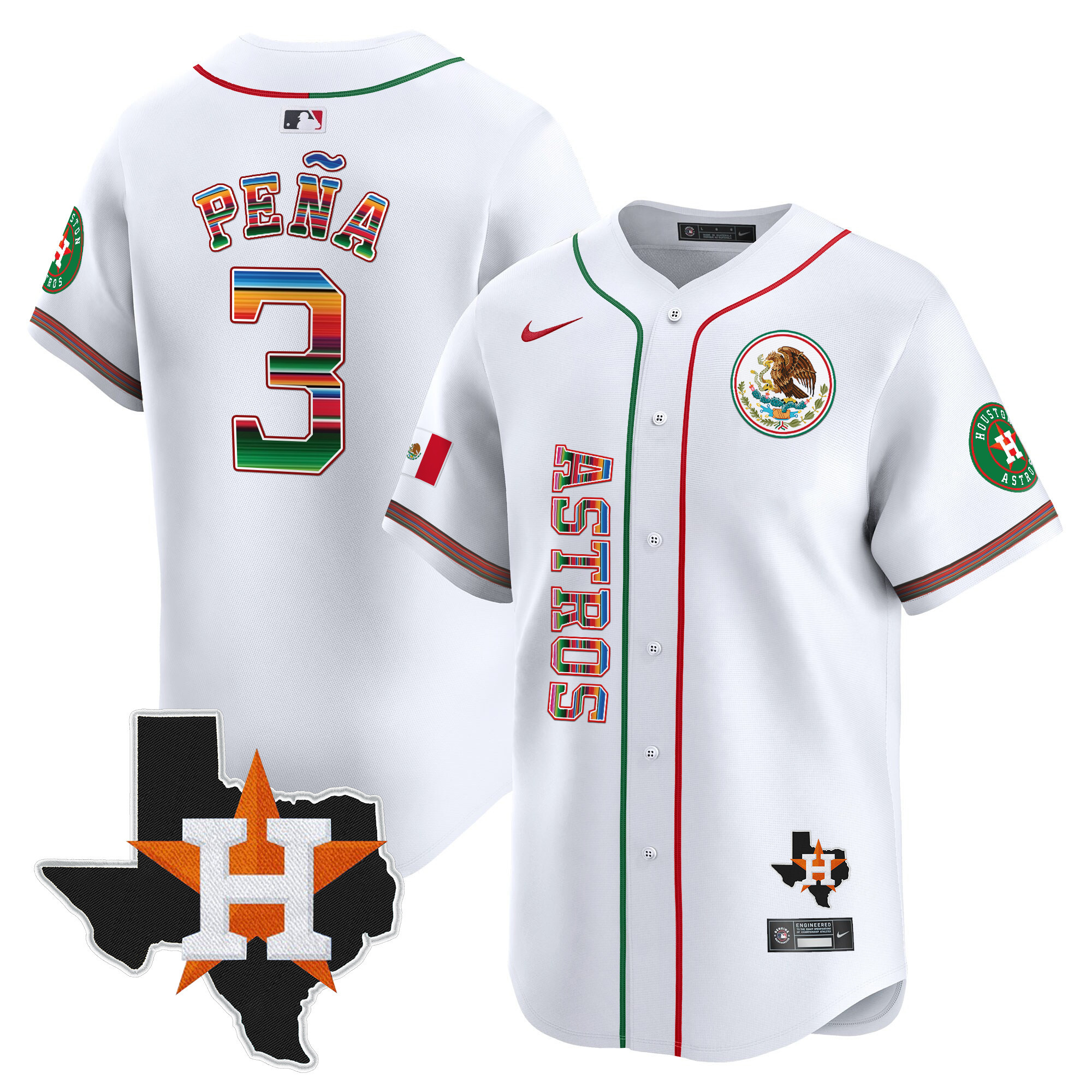 Jeremy Pena Men's Houston Astros Mexico Vapor Premier Limited V4 White Jersey - All Stitched