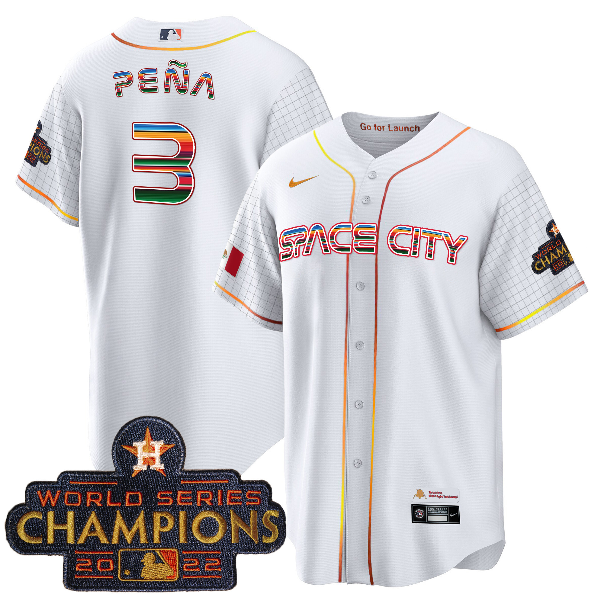 Jeremy Pena Men's Houston Astros Space City Mexico Cool Base White Jersey - All Stitched