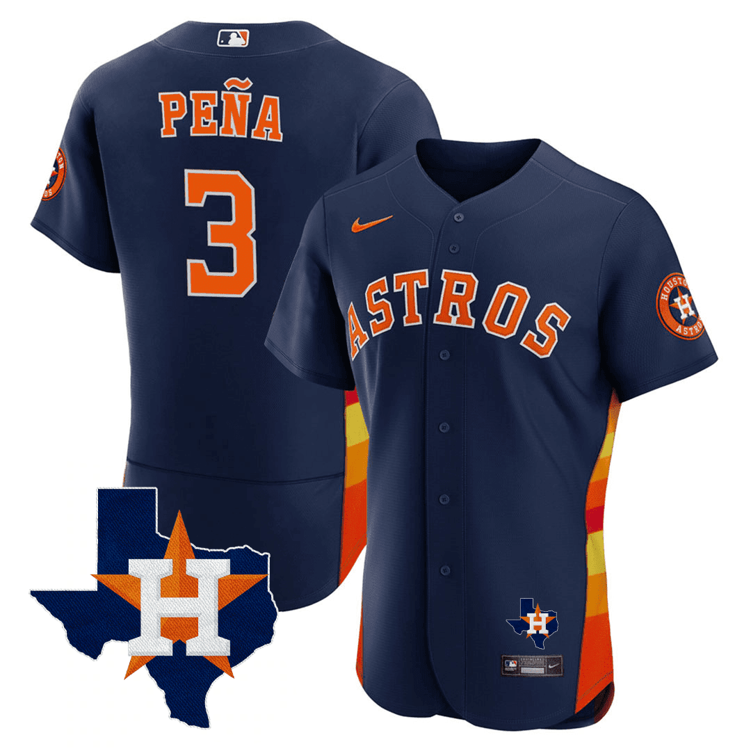 Jeremy Pena Men's Houston Astros Texas State Patch Jersey - Navy