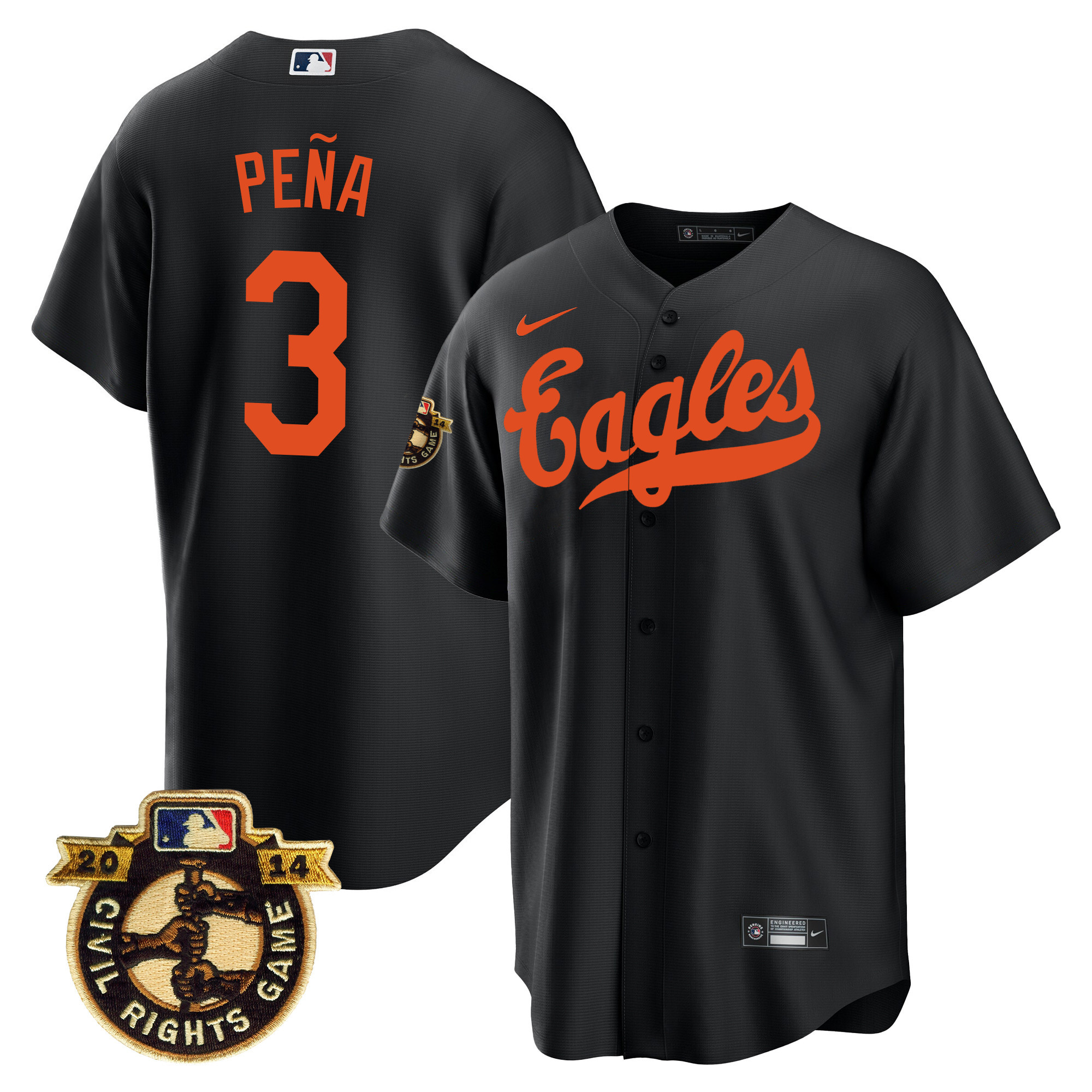 Jeremy Pena Men's Houston Astros Throwback 1950 Houston Eagles Black Jersey - All Stitched
