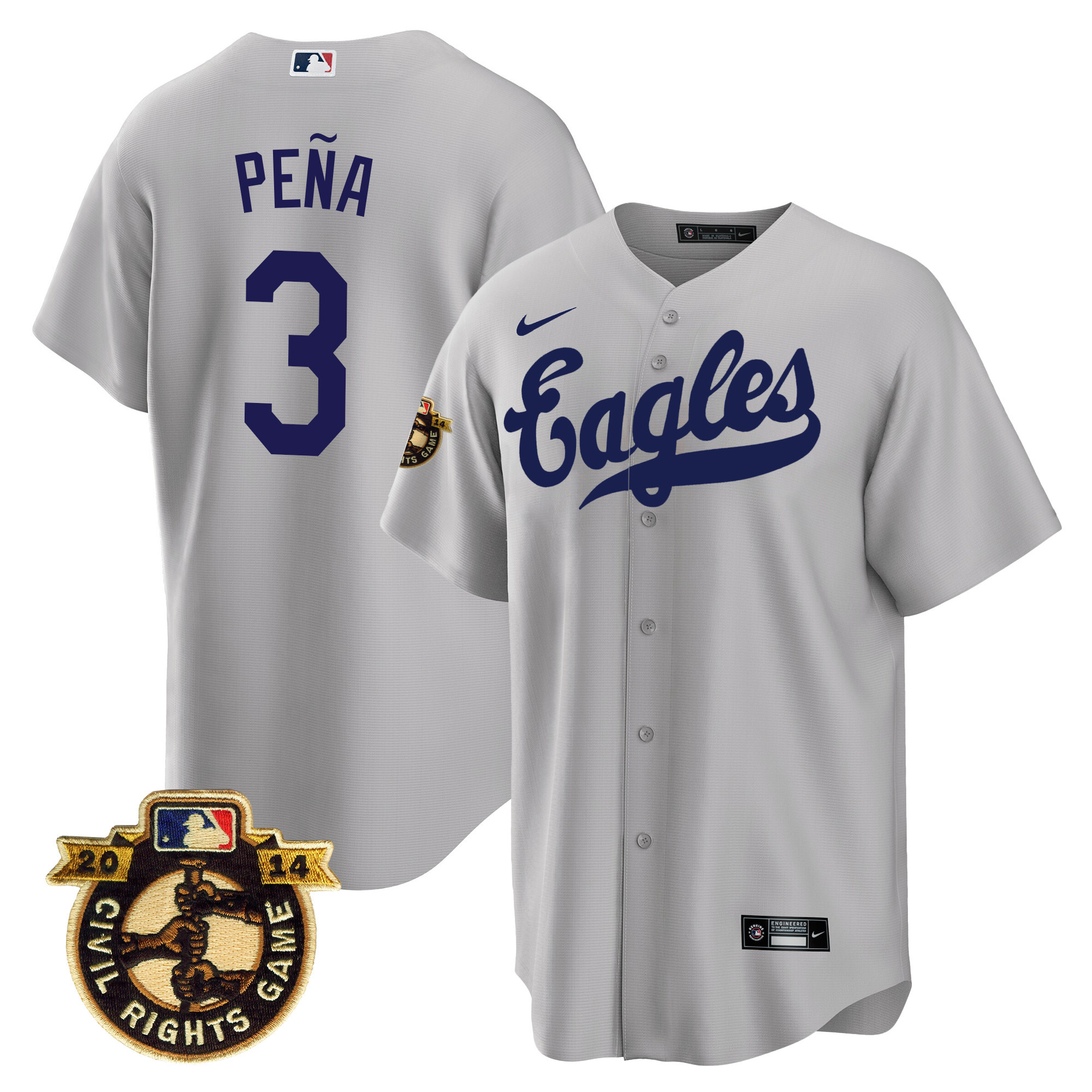 Jeremy Pena Men's Houston Astros Throwback 1950 Houston Eagles Gray Jersey - All Stitched