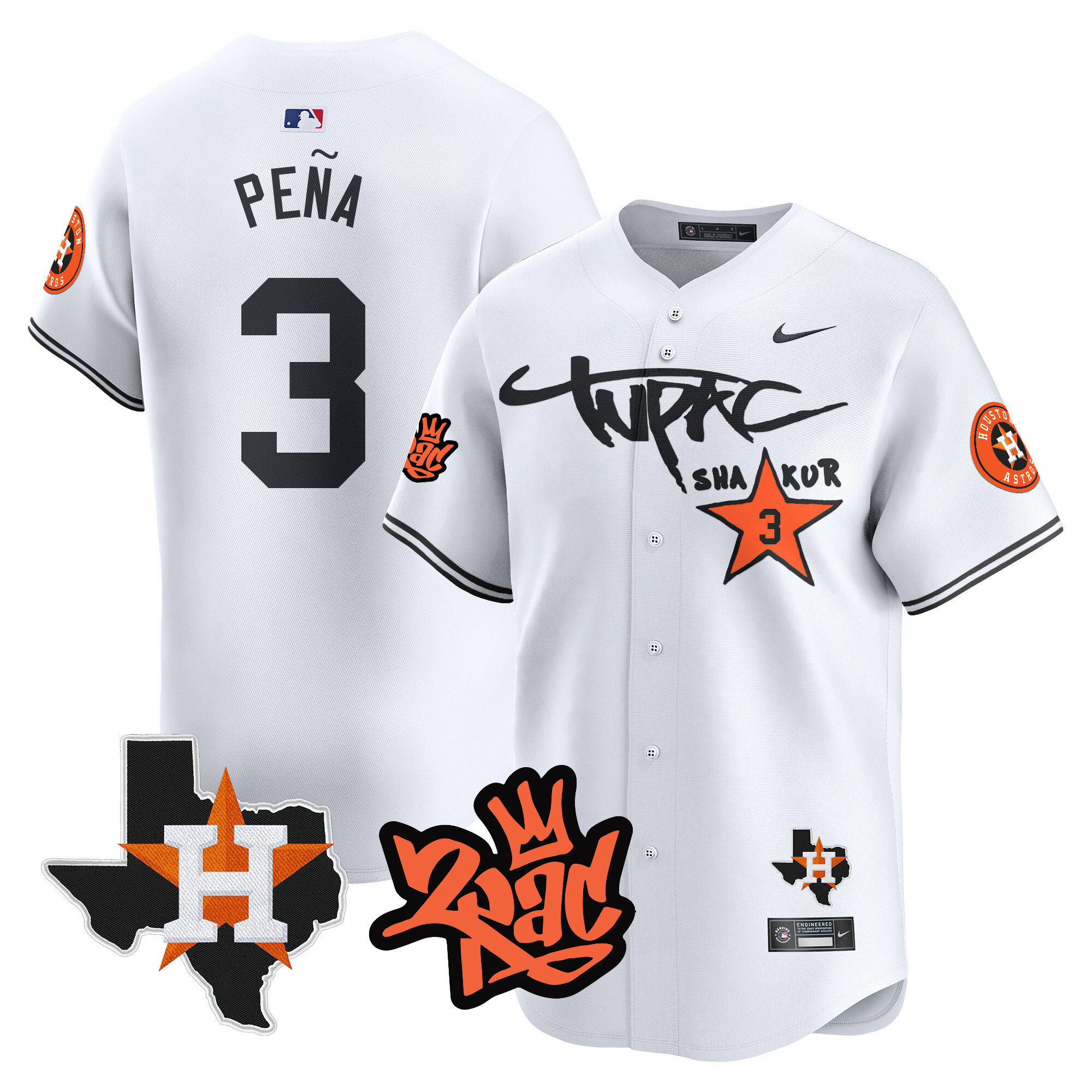 Jeremy Pena Men's Houston Astros Tupac Shakur Vapor Premier Limited White Jersey - All Stitched
