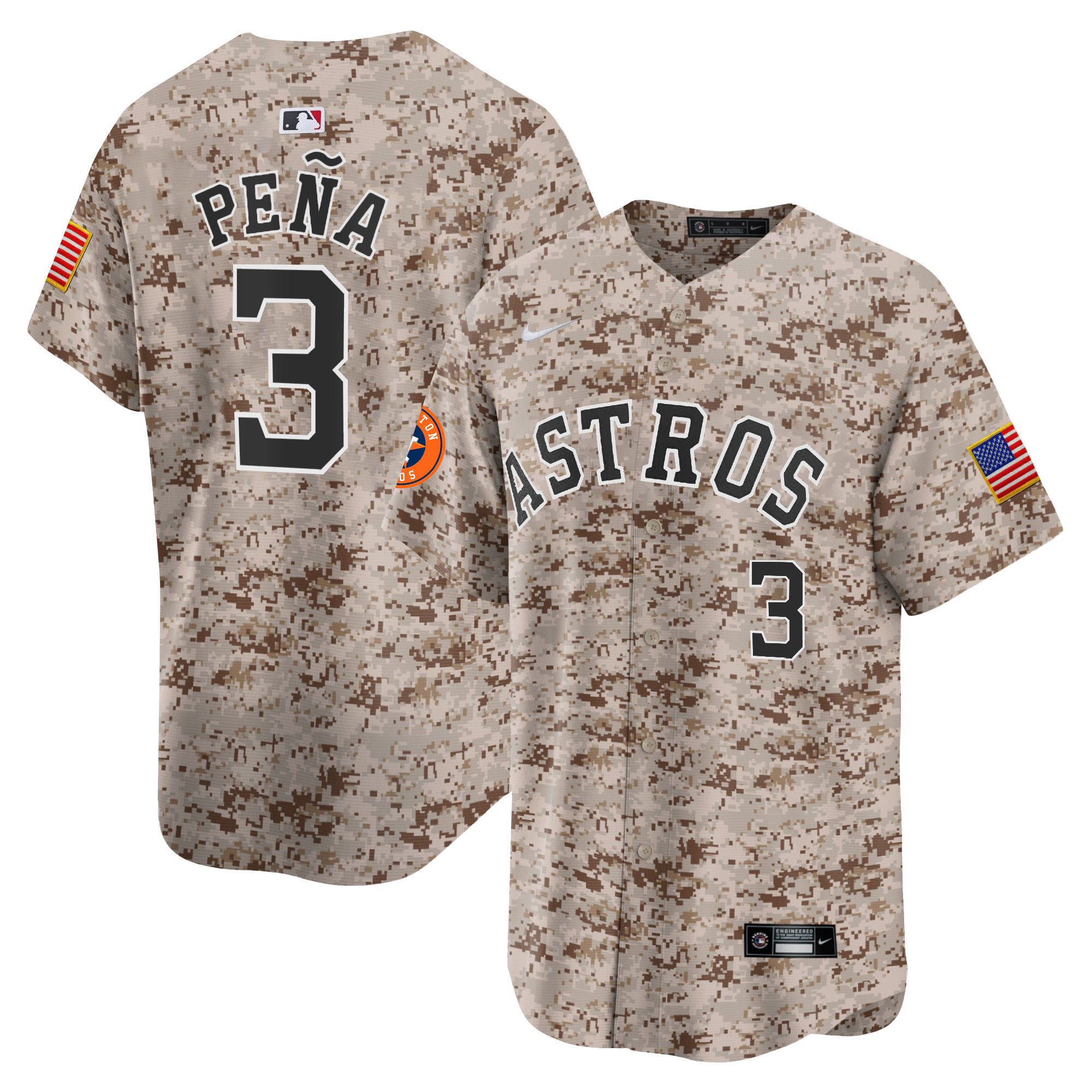 Jeremy Pena Men's Houston Astros USMC Alternate Vapor Premier Limited Desert Jersey - All Stitched