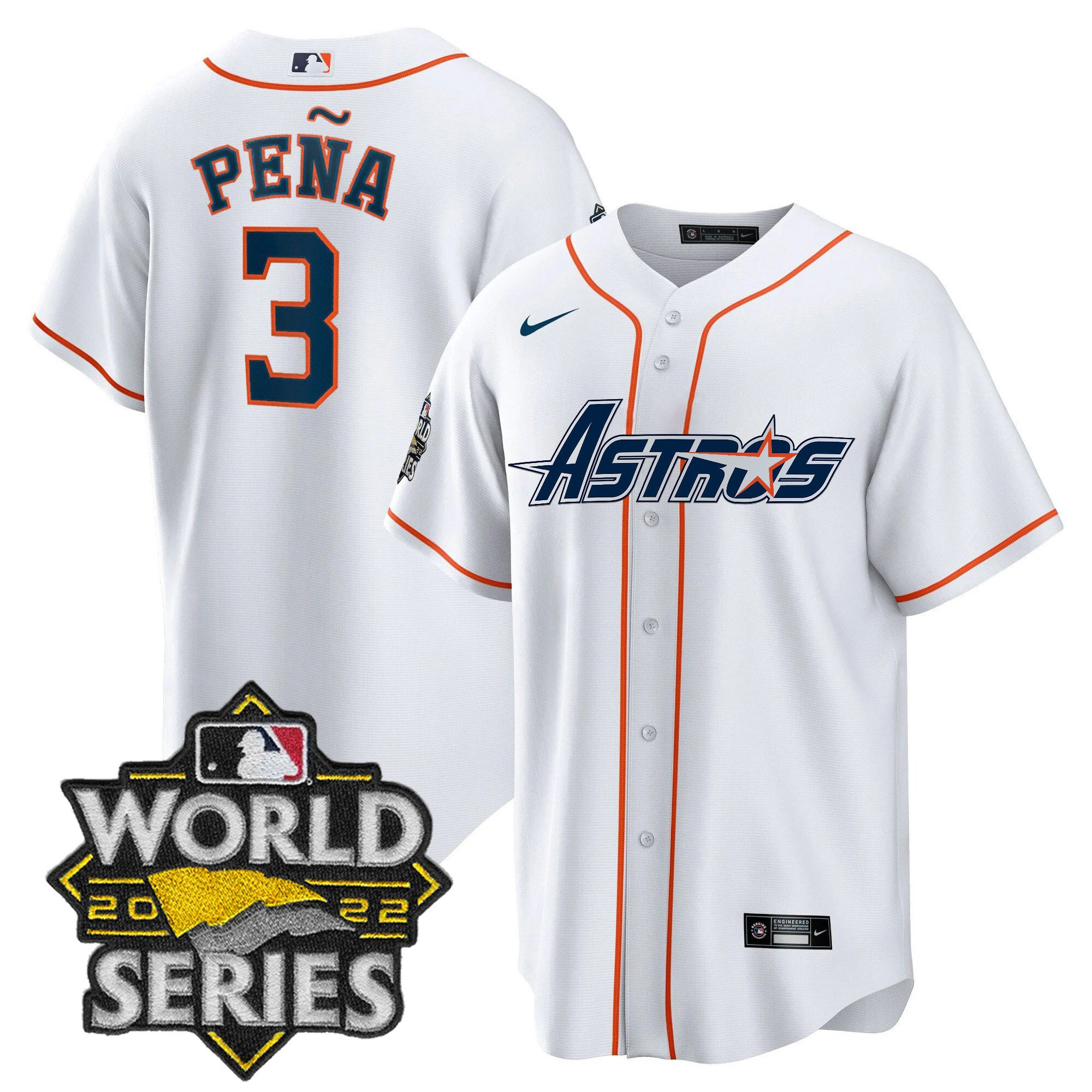 Jeremy Pena Men's Houston Astros World Series & Throwback Patch Gold Cool Home Jersey - All Stitched