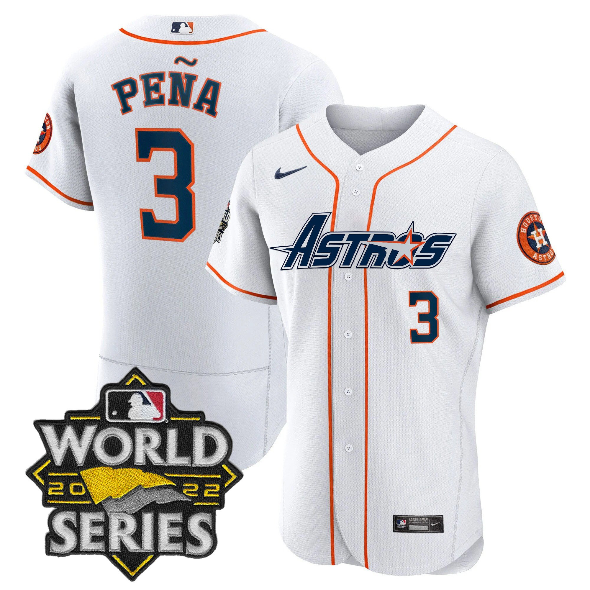 Jeremy Pena Men's Houston Astros World Series & Throwback Patch Gold Flex Home Jersey - All Stitched