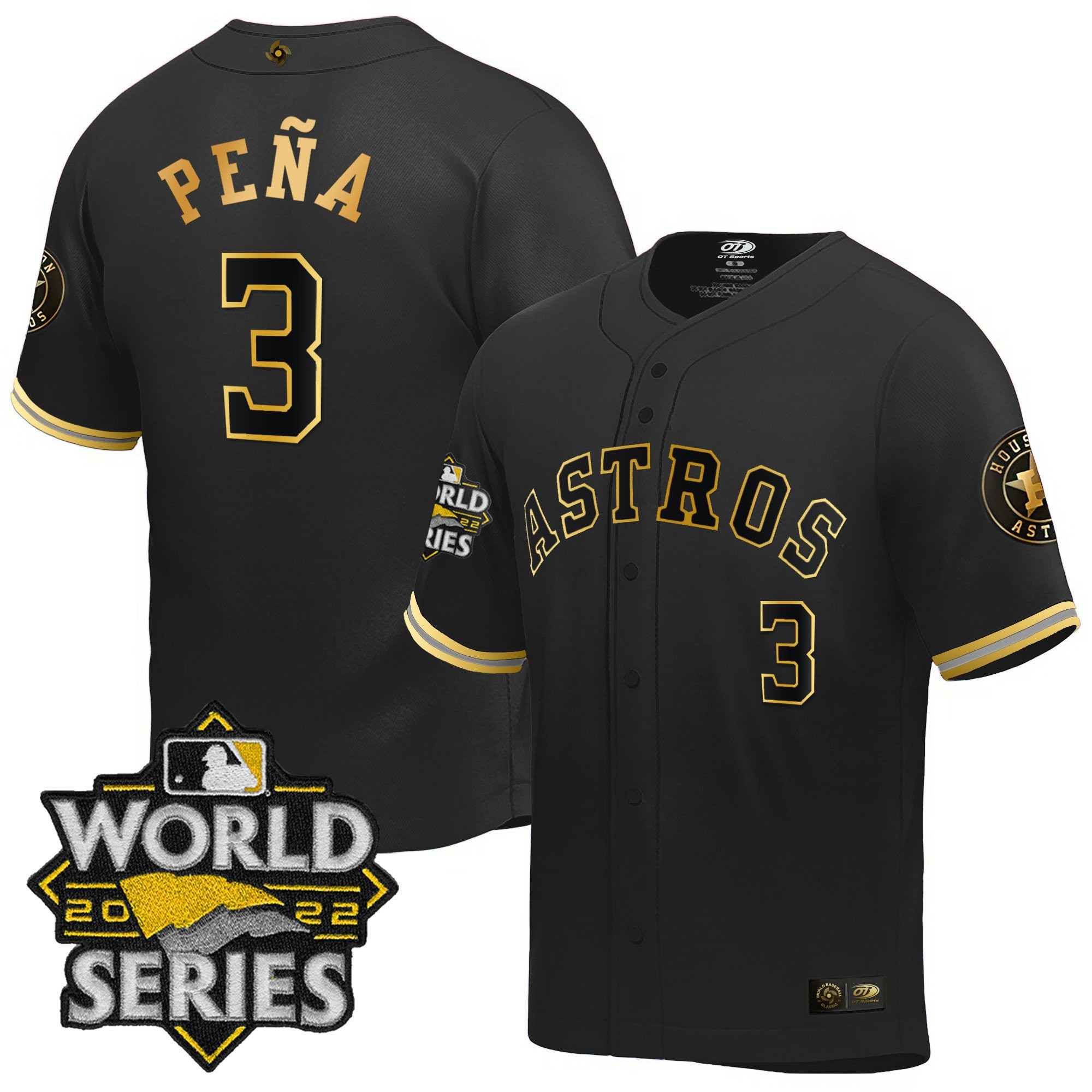 Jeremy Pena Men's Houston Astros World Series Classic Black Gold Jersey - All Stitched