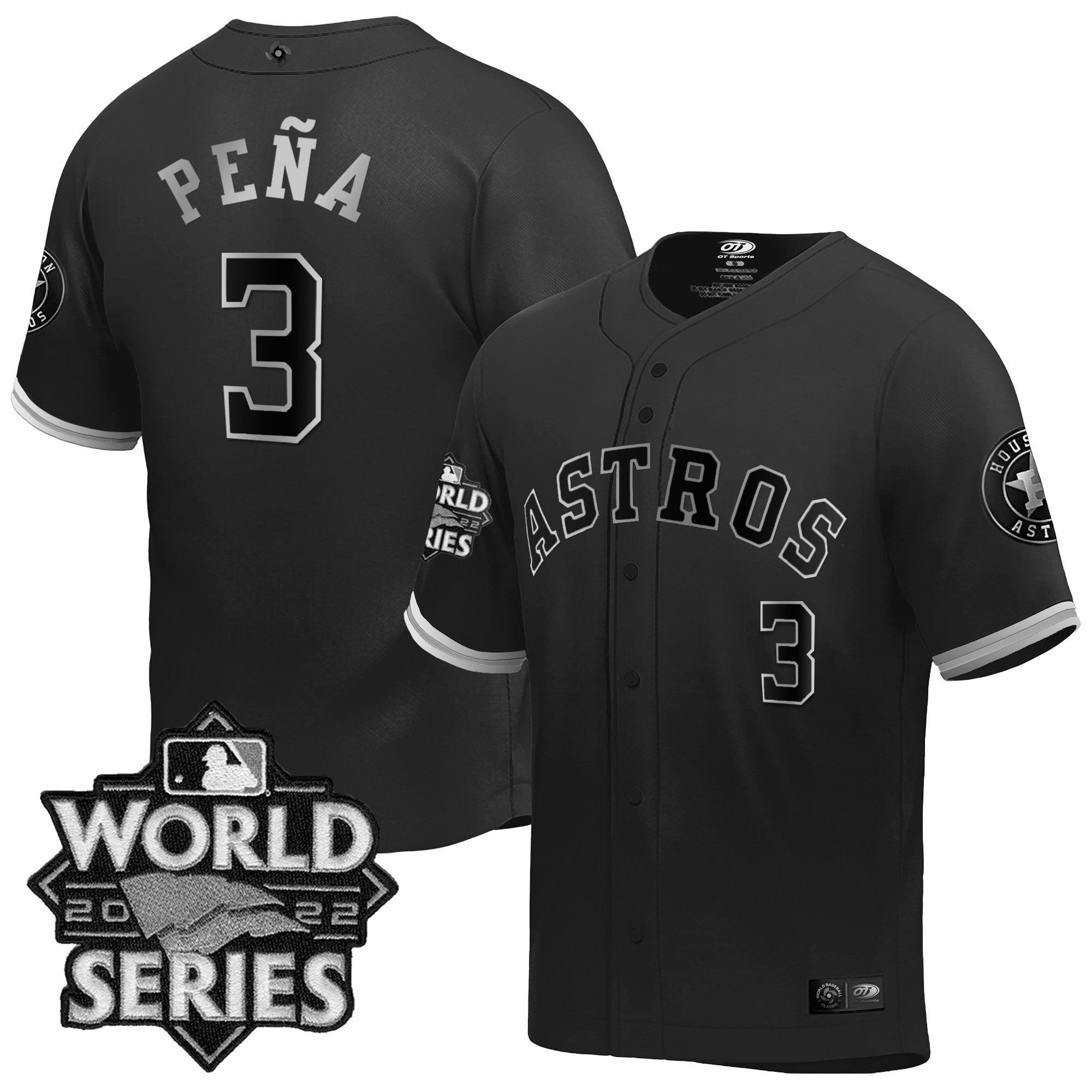 Jeremy Pena Men's Houston Astros World Series Classic Black Silver Jersey - All Stitched