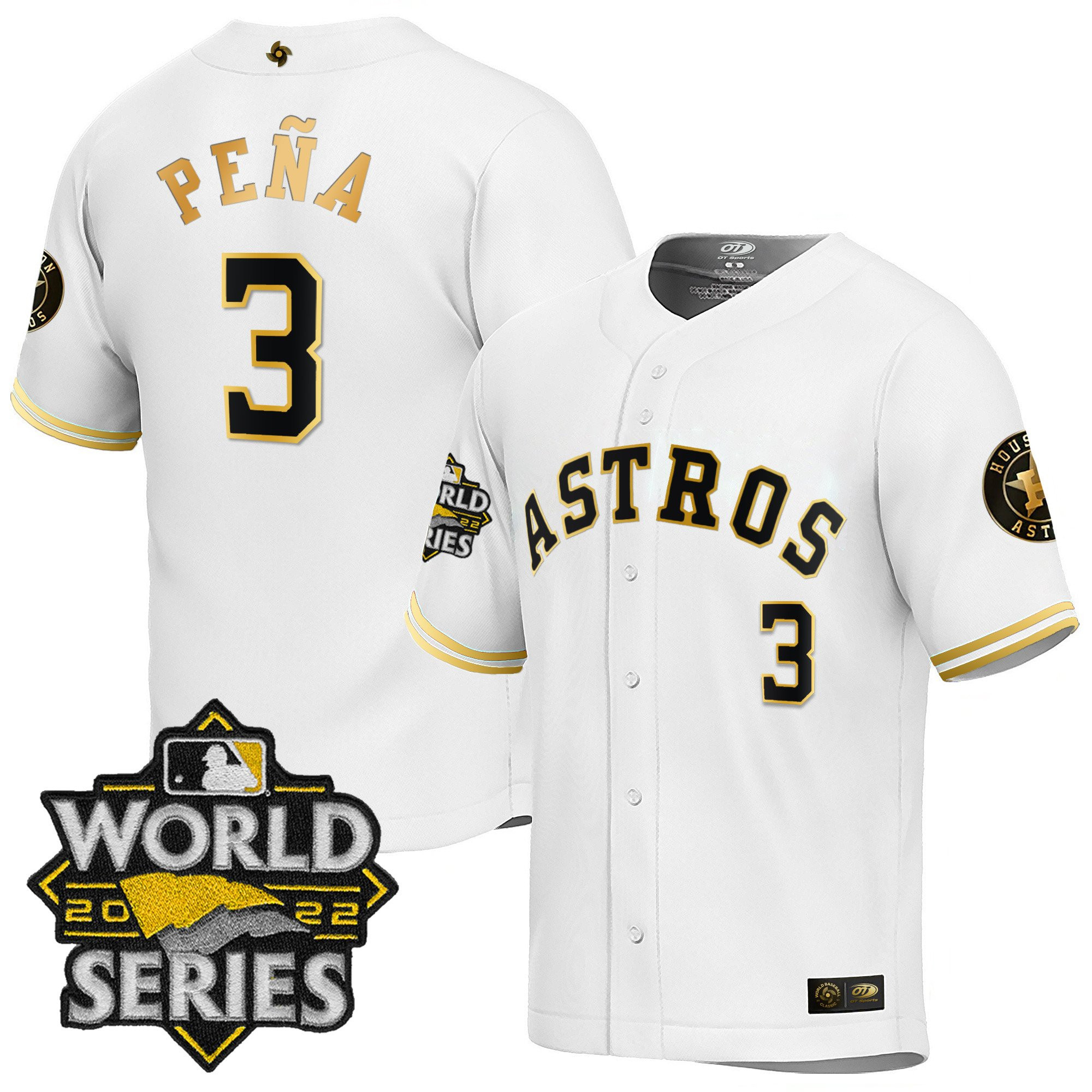 Jeremy Pena Men's Houston Astros World Series Classic White Gold Jersey - All Stitched