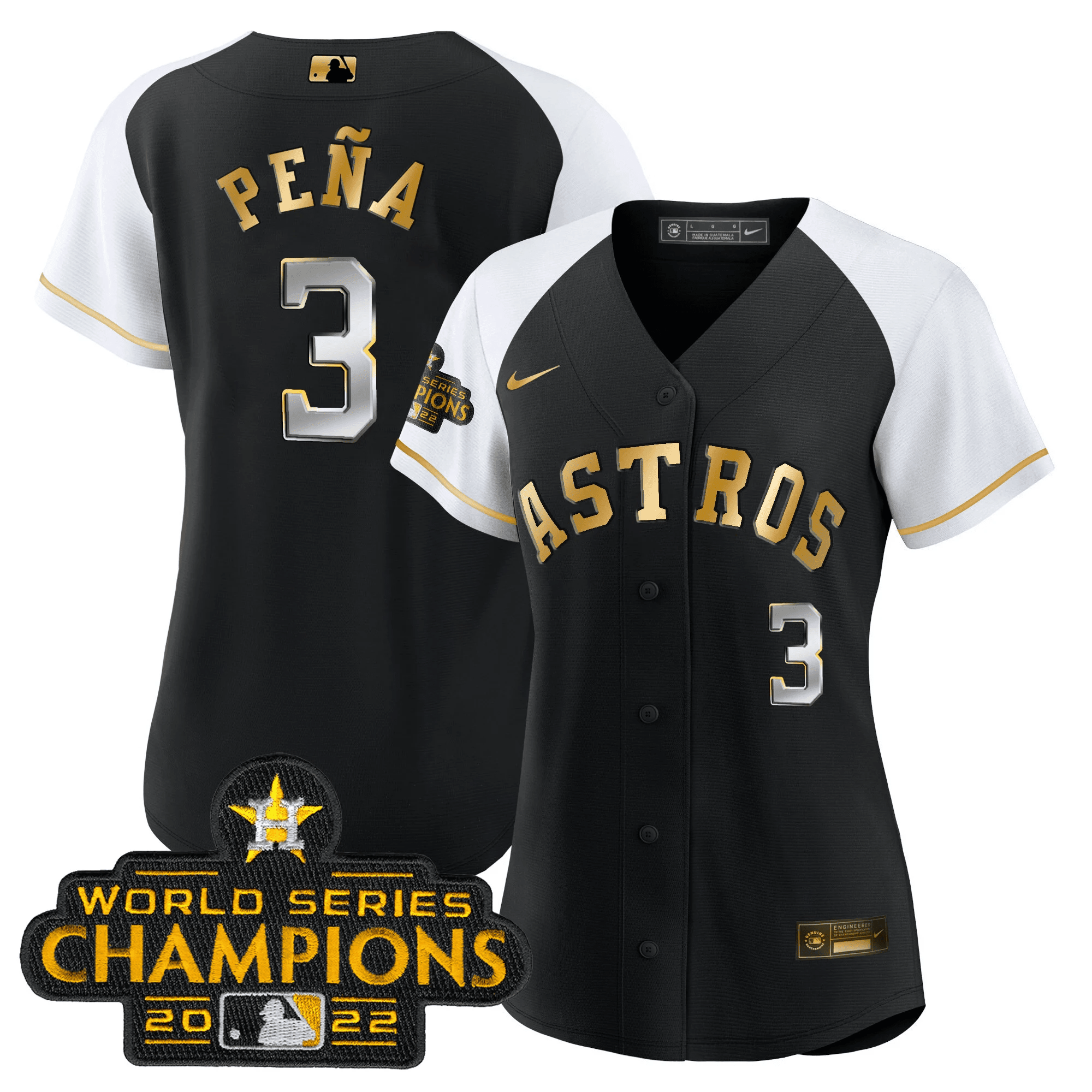 Jeremy Pena Women's Houston Astros 2023 Gold Alternate Baseball White Sleeves Jersey - All Stitched