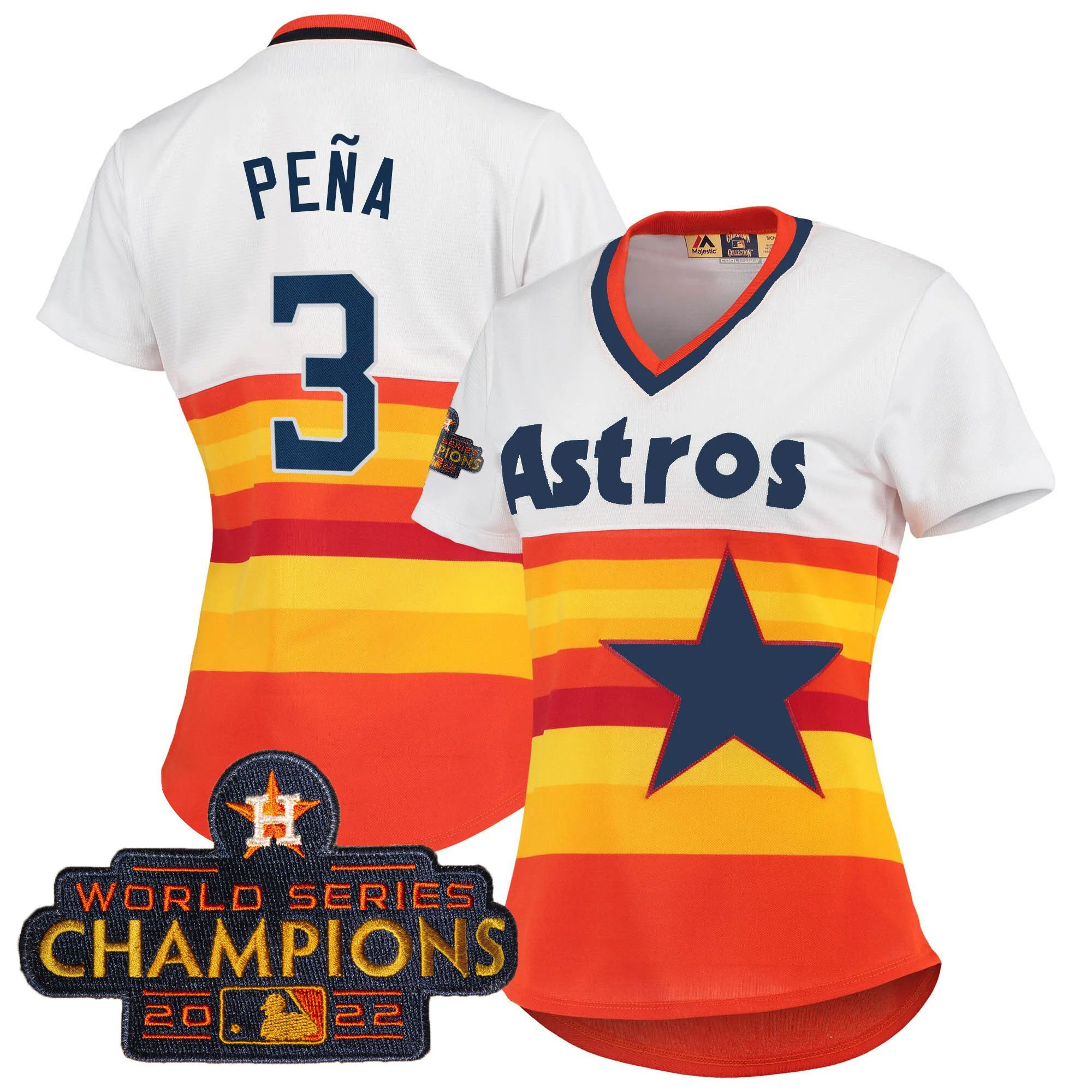 Jeremy Pena Women's Houston Astros 2023 Gold Rush Collection 1980's Throwback Jersey - All Stitched