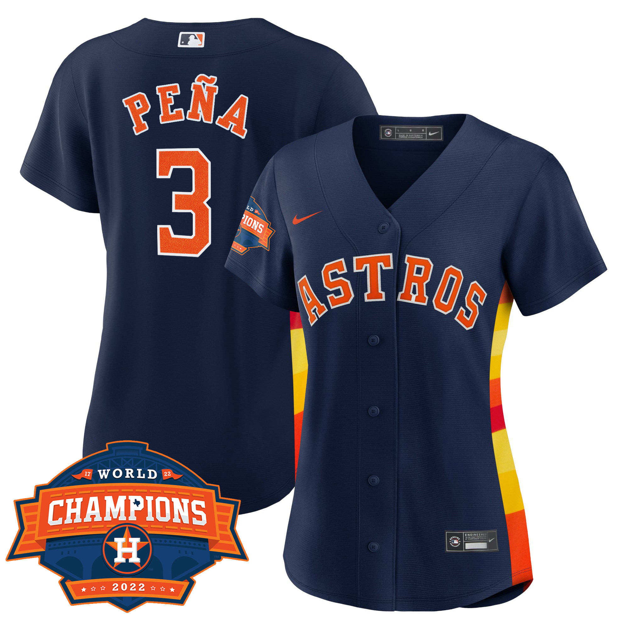 Jeremy Pena Women's Houston Astros Alternate Navy 2022 Champions Limited Player Cool Base Jersey - All Stitched