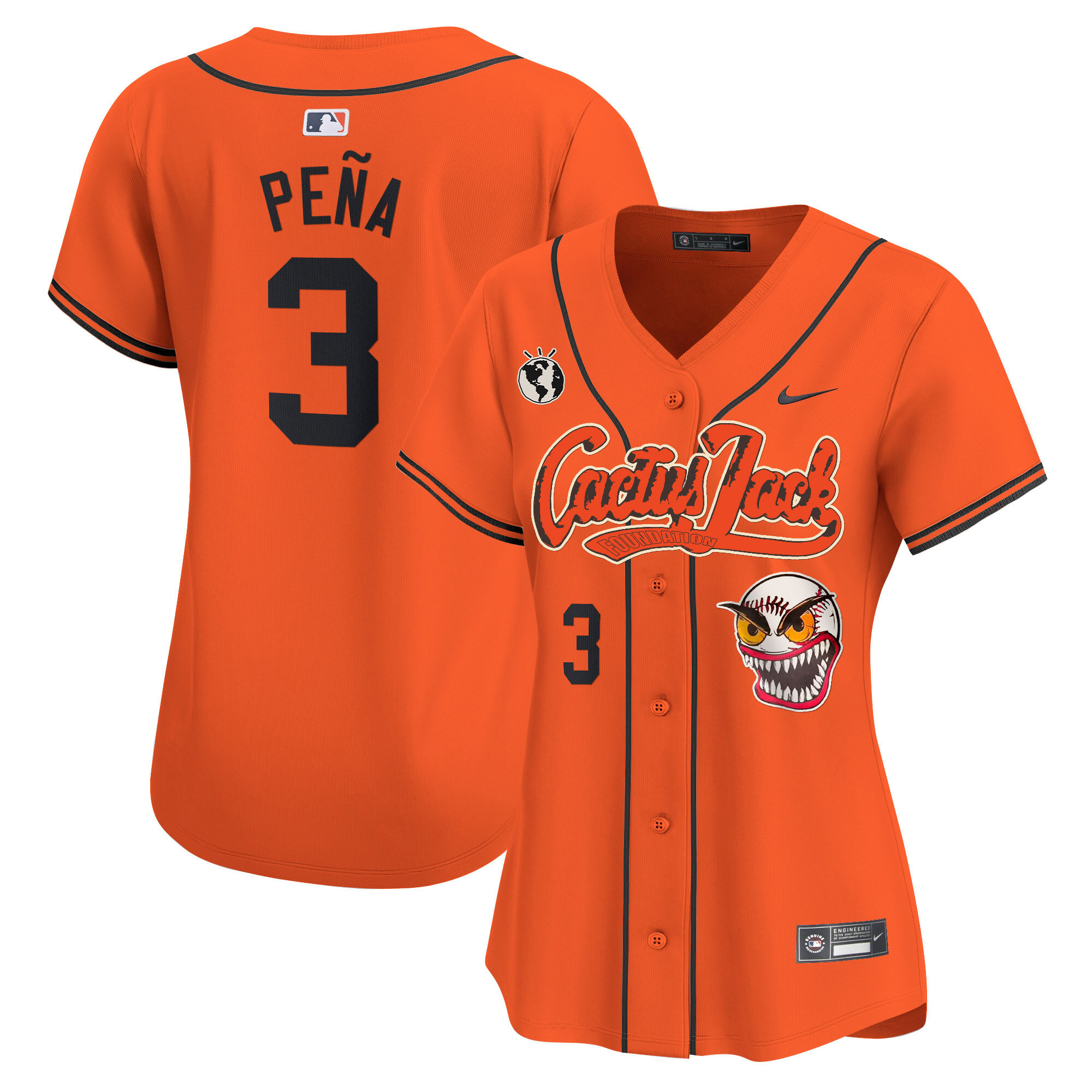 Jeremy Pena Women's Houston Astros Cactus Jack Vapor Premier Limited Orange Jersey - All Stitched