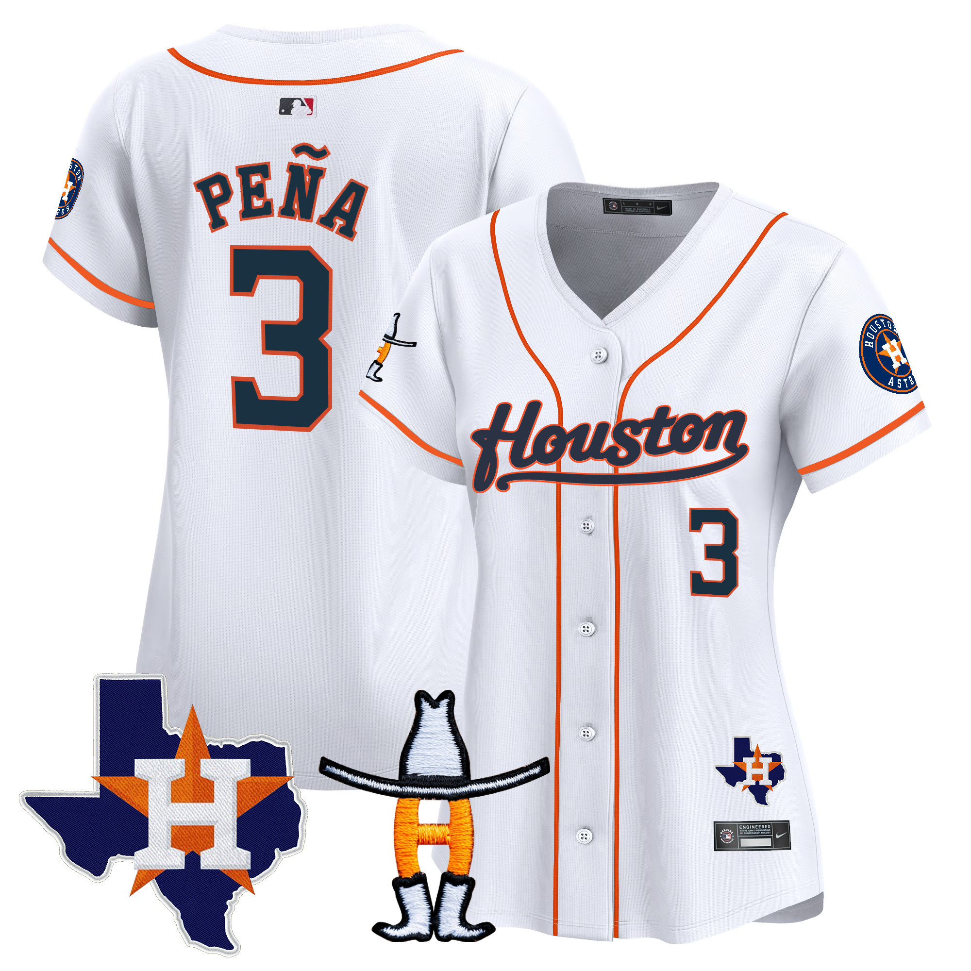 Jeremy Pena Women's Houston Astros Houston Rodeo Patch Vapor Premier Limited Home Jersey - All Stitched