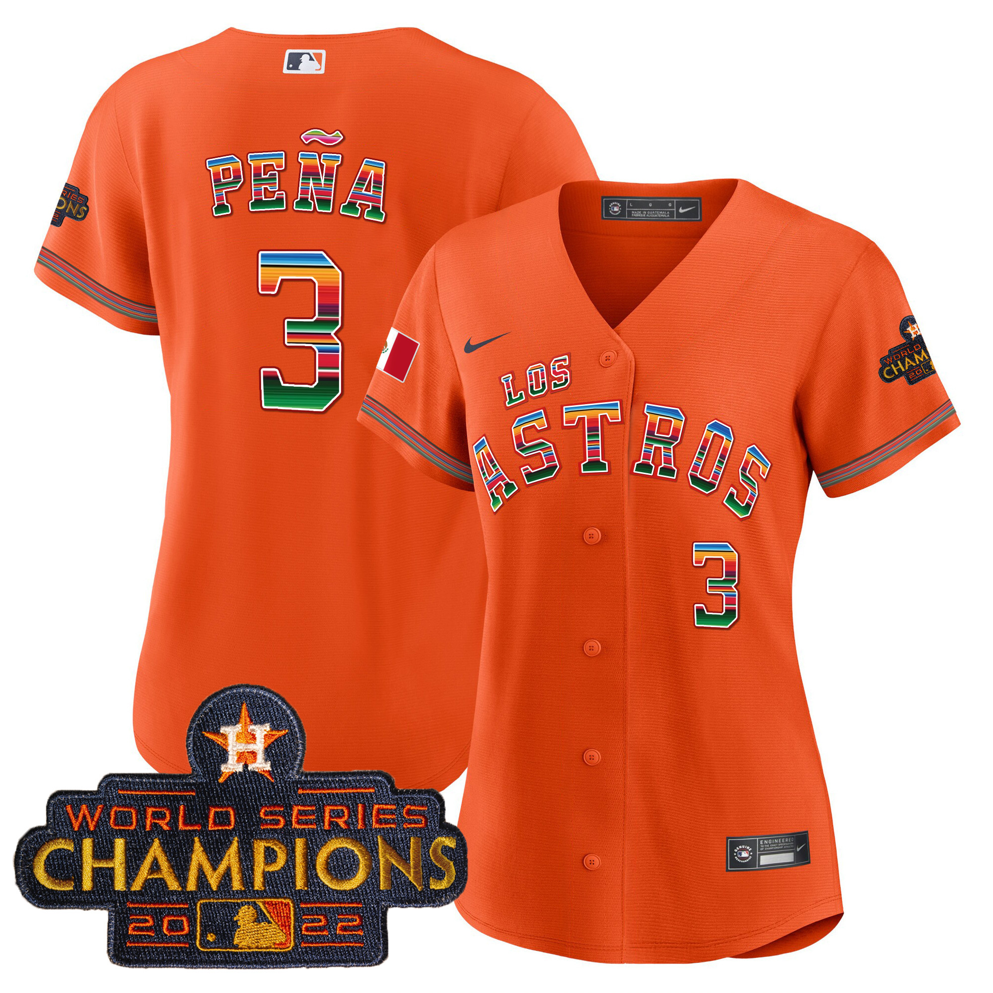 Jeremy Pena Women's Houston Astros Los Houston Astros Mexico Orange Jersey - All Stitched