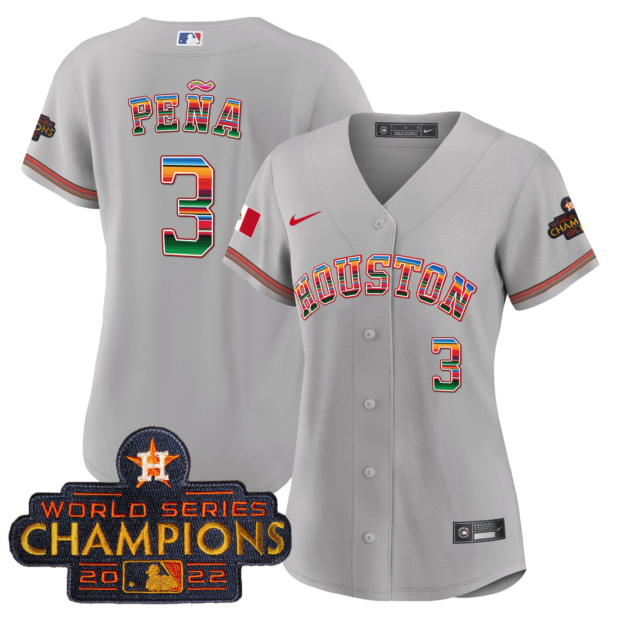 Jeremy Pena Women's Houston Astros Mexico Baseball Limited V2 Gray Jersey - All Stitched