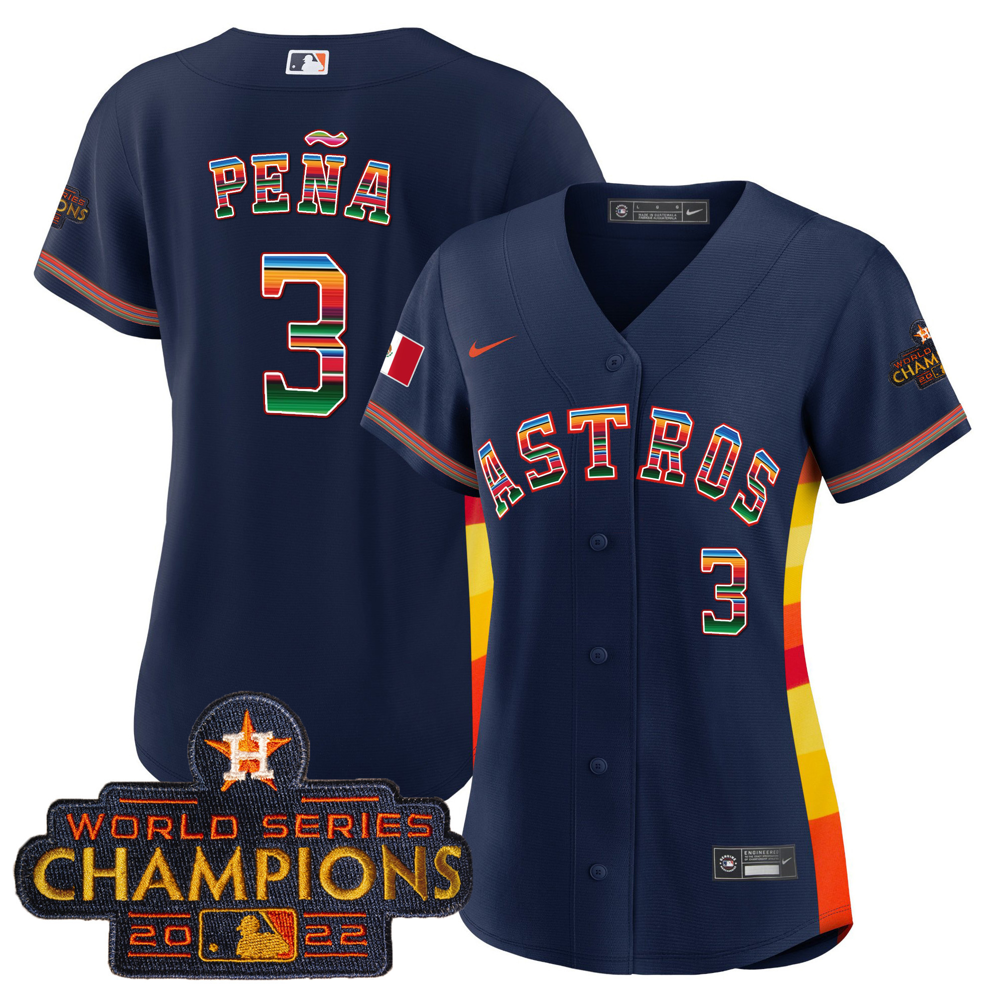 Jeremy Pena Women's Houston Astros Mexico Baseball Limited V2 Navy Alternate Jersey - All Stitched