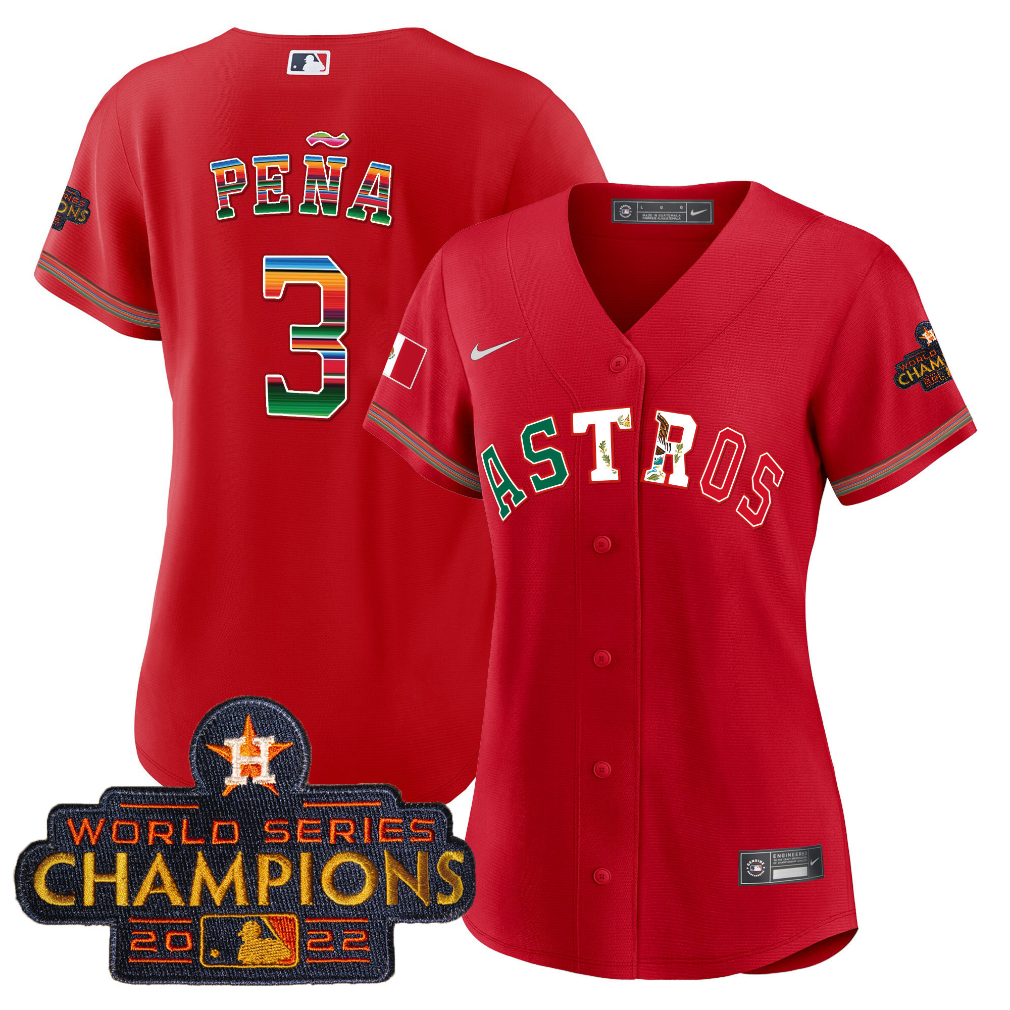 Jeremy Pena Women's Houston Astros Mexico Baseball Limited V3 Red Jersey - All Stitched
