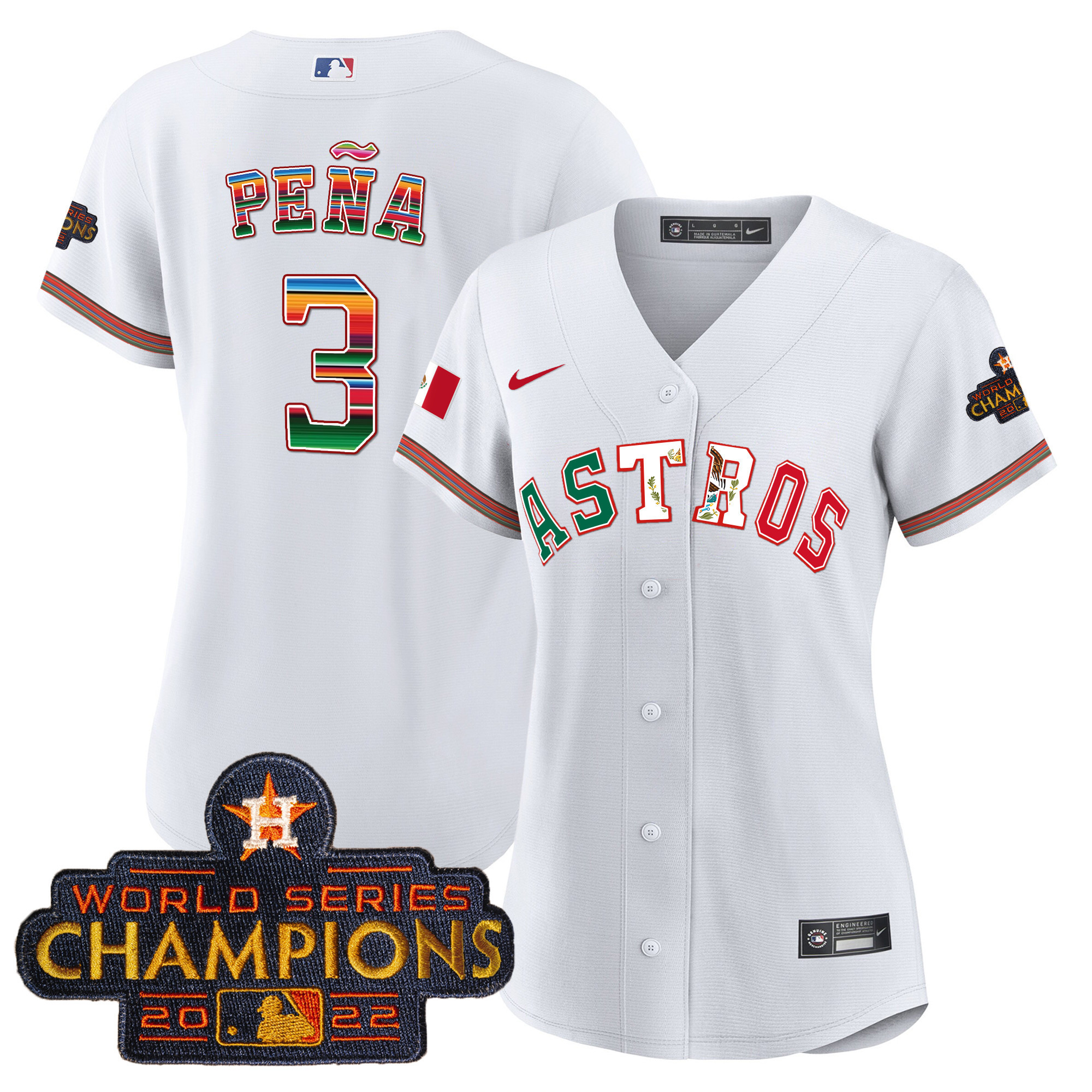 Jeremy Pena Women's Houston Astros Mexico Baseball Limited V3 White Jersey - All Stitched