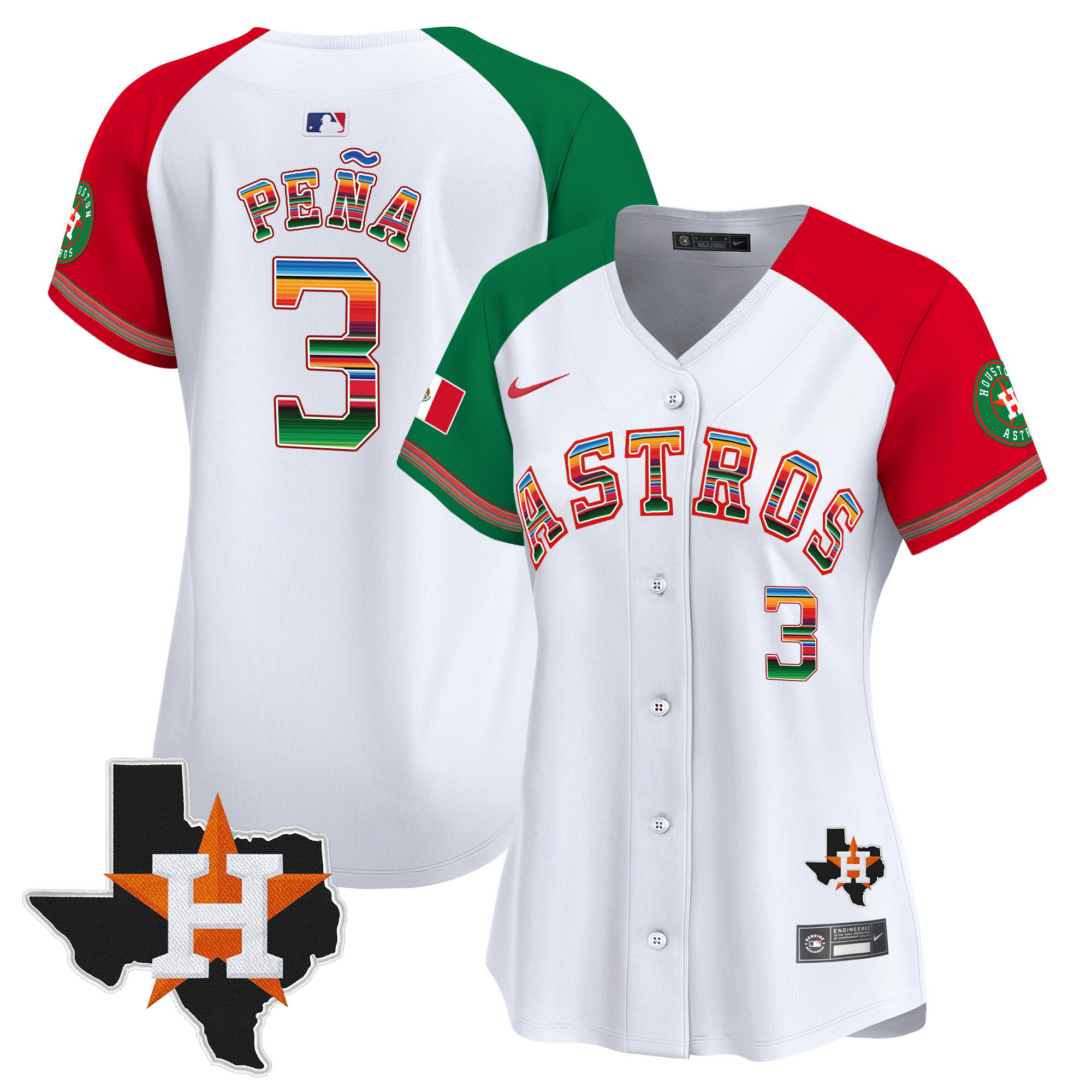 Jeremy Pena Women's Houston Astros Mexico Texas Patch Vapor Premier Limited Alternate Jersey - All Stitched