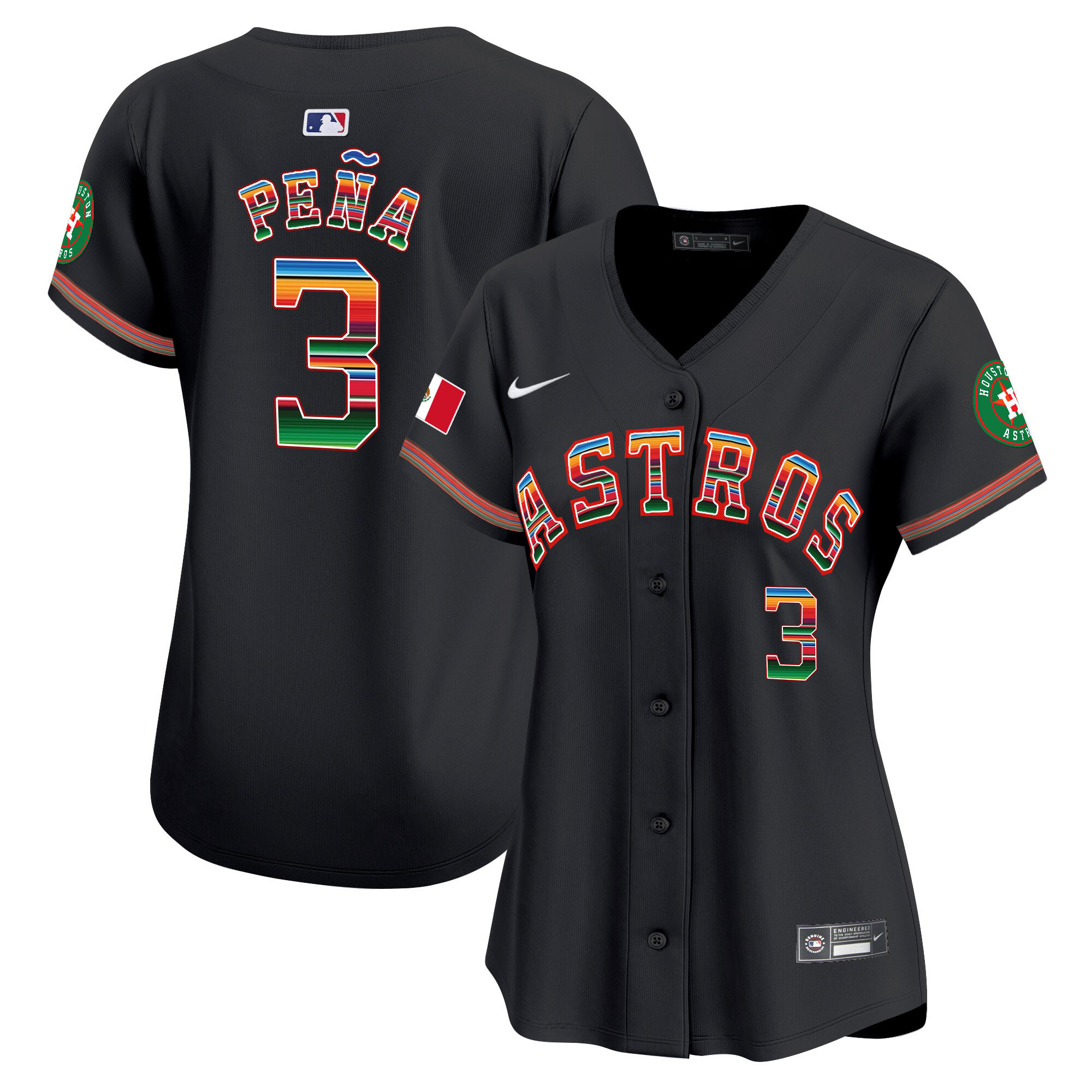 Jeremy Pena Women's Houston Astros Mexico Vapor Premier Limited Black Jersey - All Stitched
