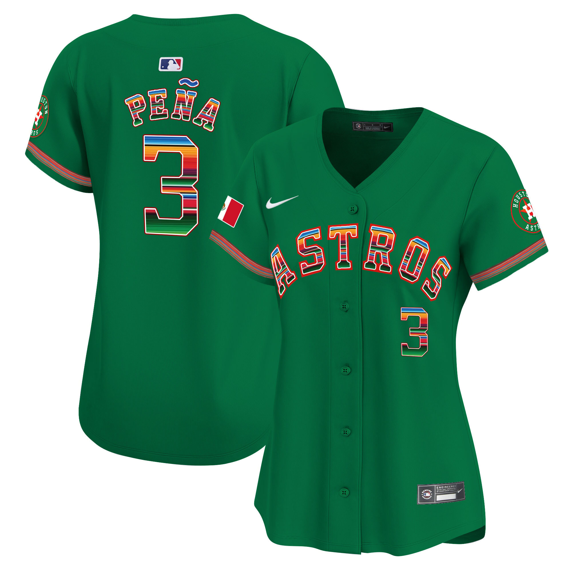 Jeremy Pena Women's Houston Astros Mexico Vapor Premier Limited Green Jersey - All Stitched