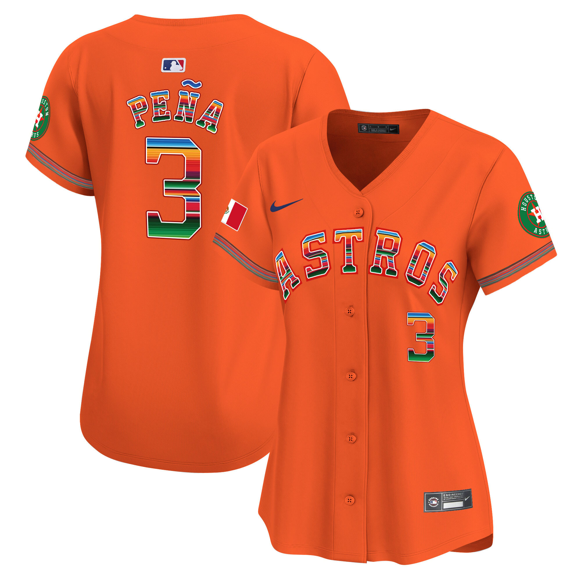 Jeremy Pena Women's Houston Astros Mexico Vapor Premier Limited Orange Jersey - All Stitched