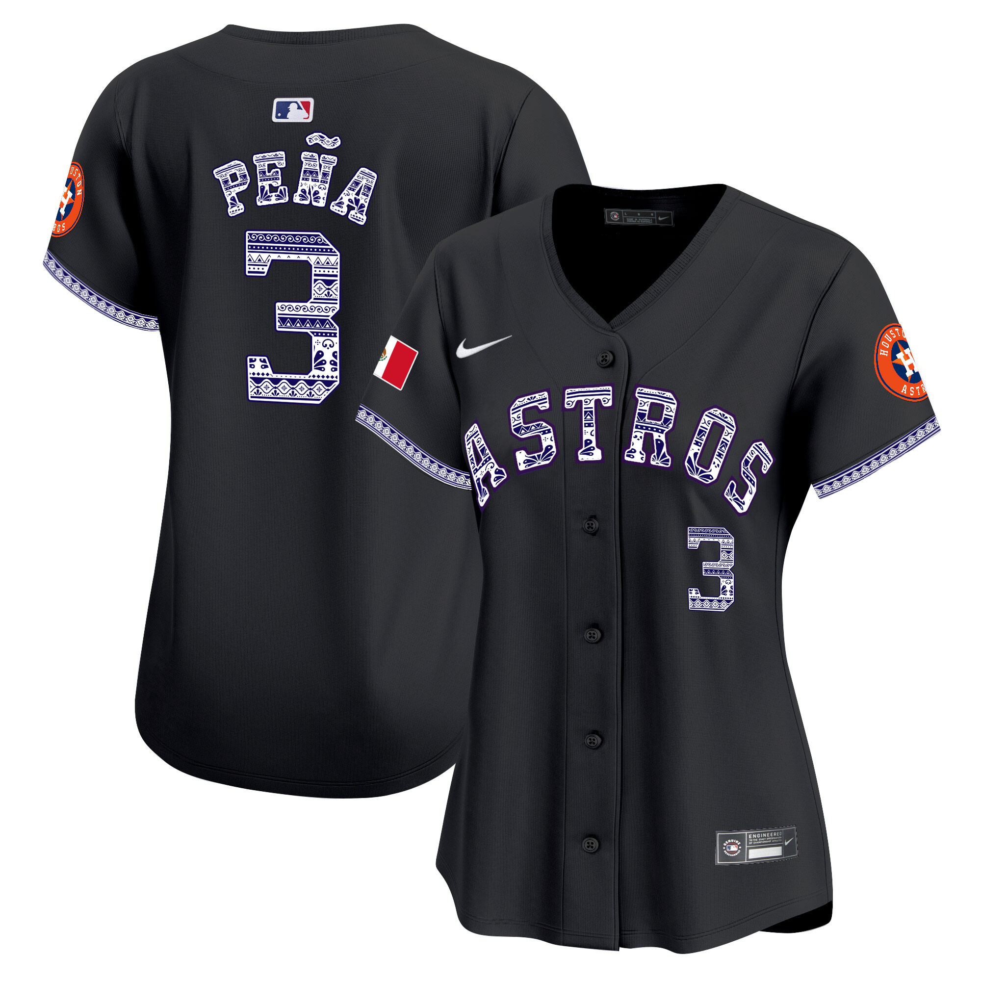 Jeremy Pena Women's Houston Astros Mexico Vapor Premier Limited V2 Black Jersey - All Stitched