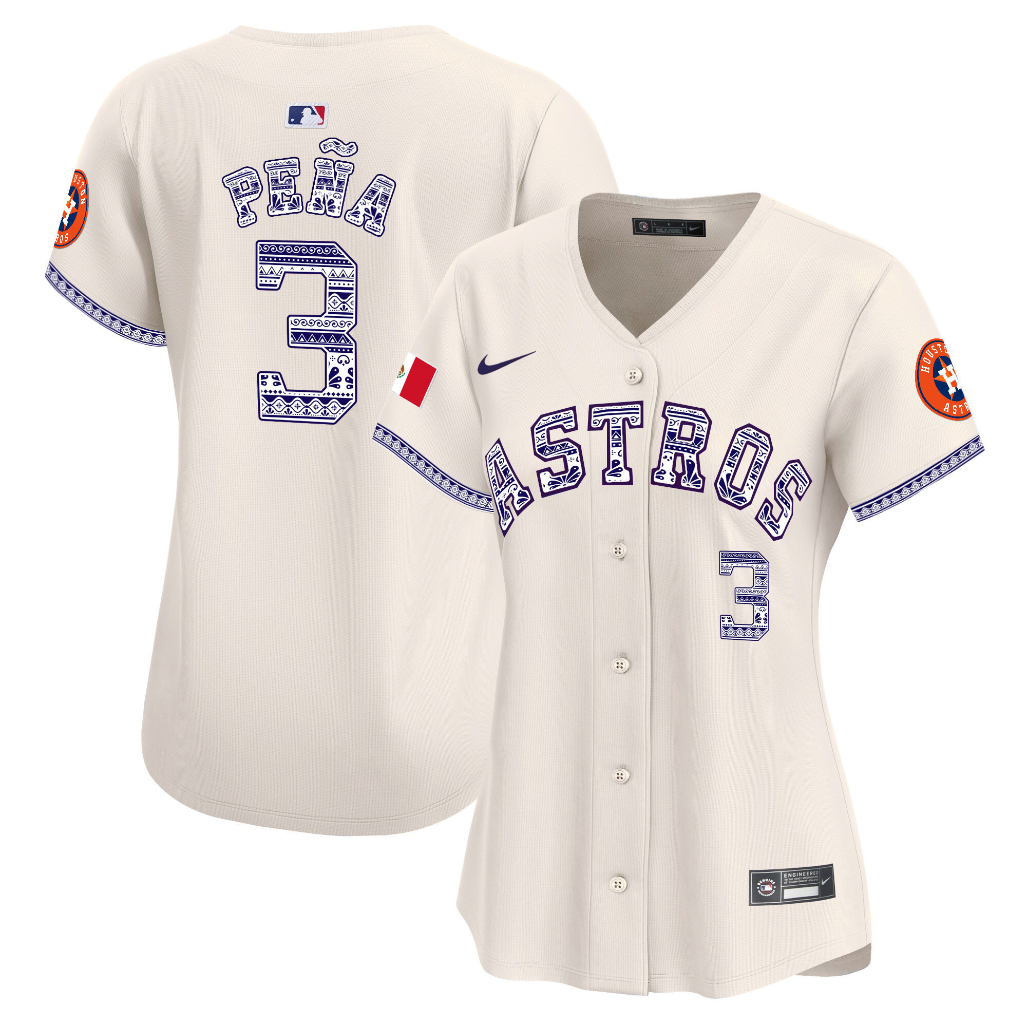 Jeremy Pena Women's Houston Astros Mexico Vapor Premier Limited V2 Cream Jersey - All Stitched