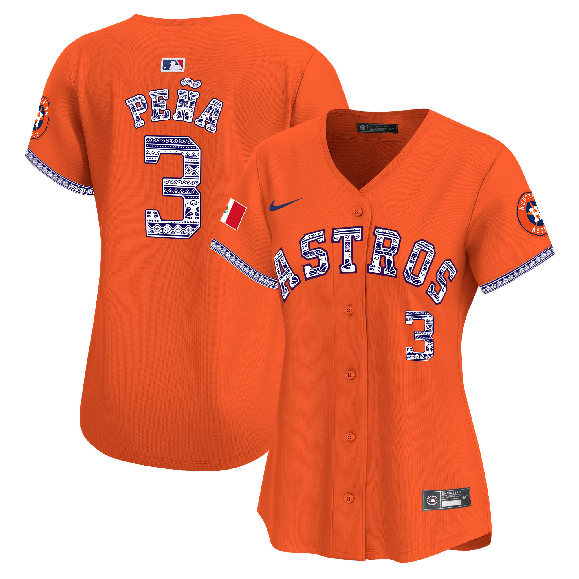 Jeremy Pena Women's Houston Astros Mexico Vapor Premier Limited V2 Orange Jersey - All Stitched