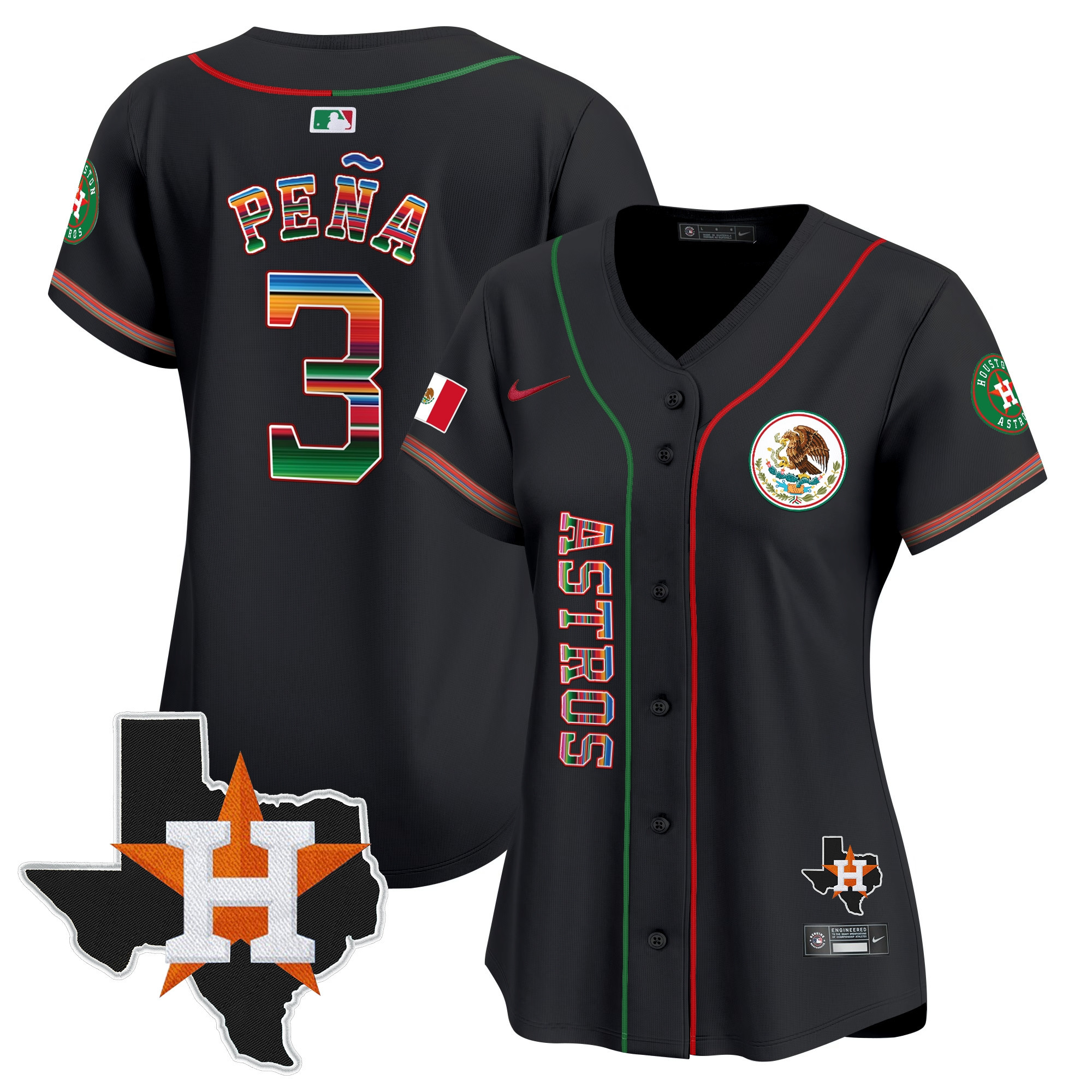 Jeremy Pena Women's Houston Astros Mexico Vapor Premier Limited V4 Black Jersey - All Stitched